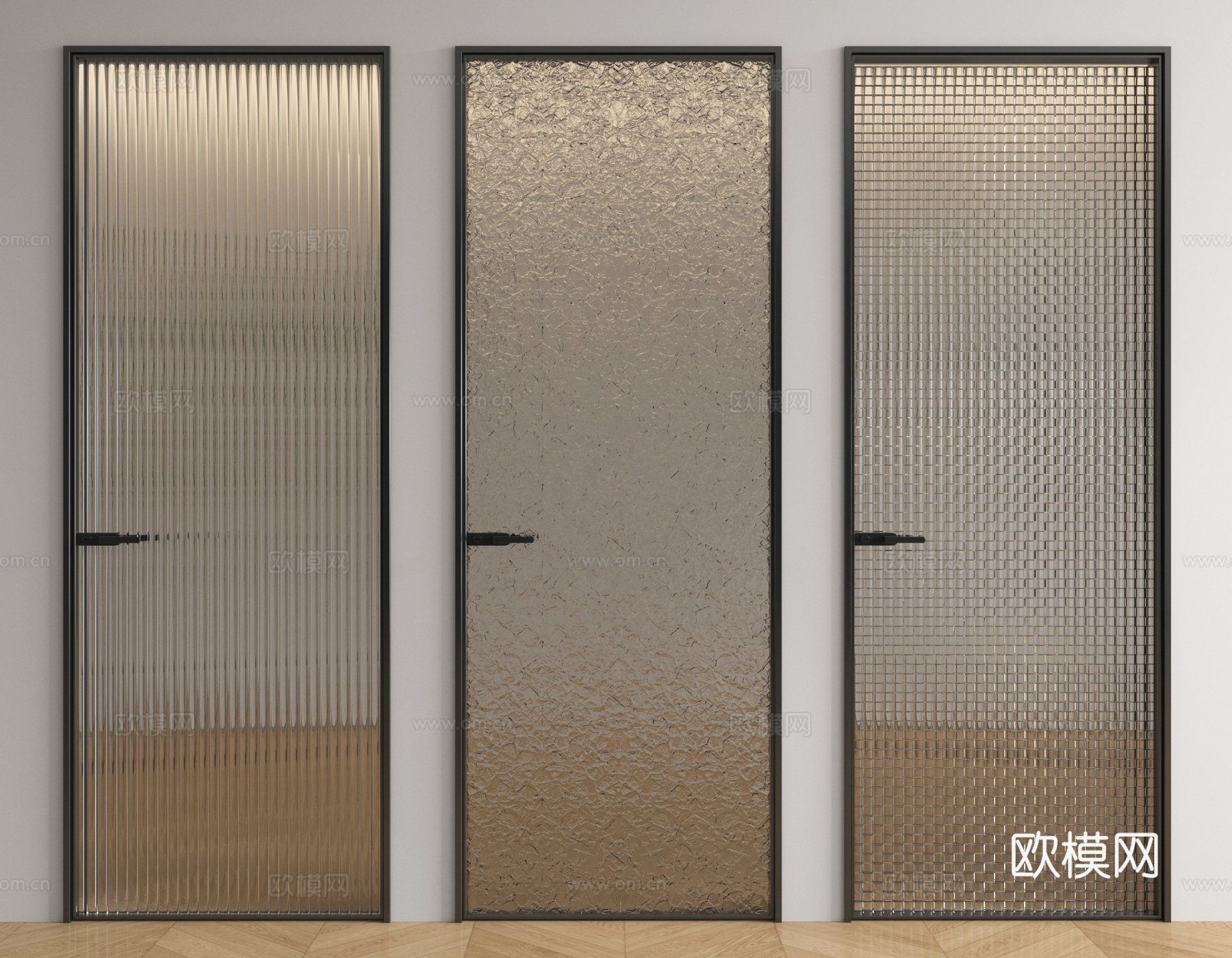 现代单开门 玻璃门 长虹玻璃门 厨卫门3d模型