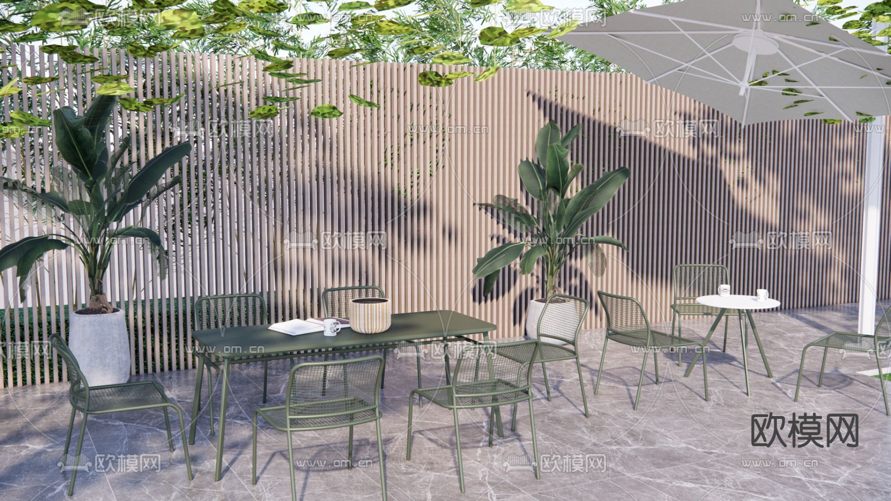 北欧铁艺户外桌椅su模型下载（渲染图1）