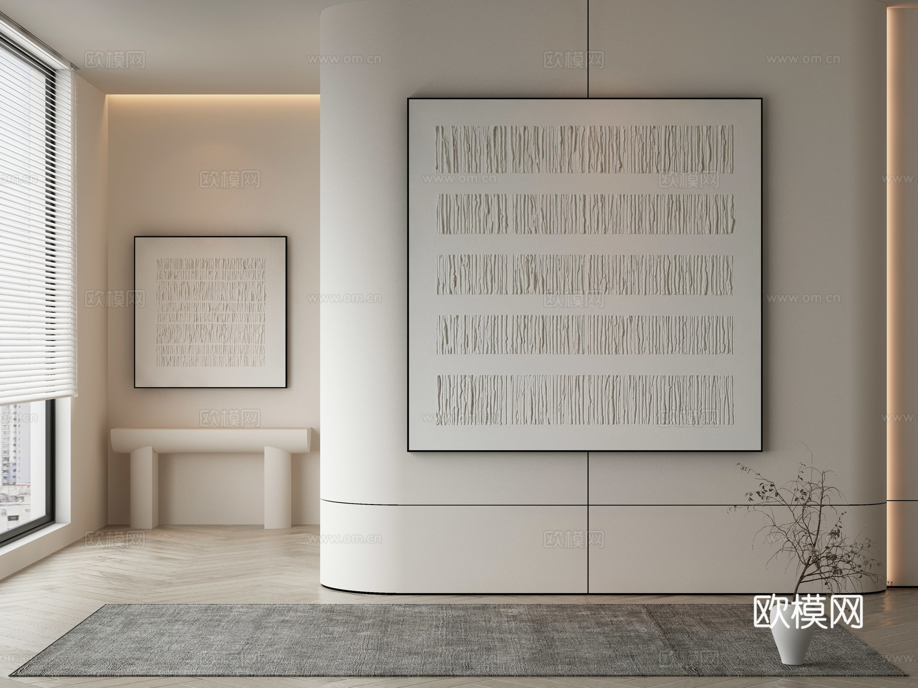 现代侘寂挂画 油画3d模型