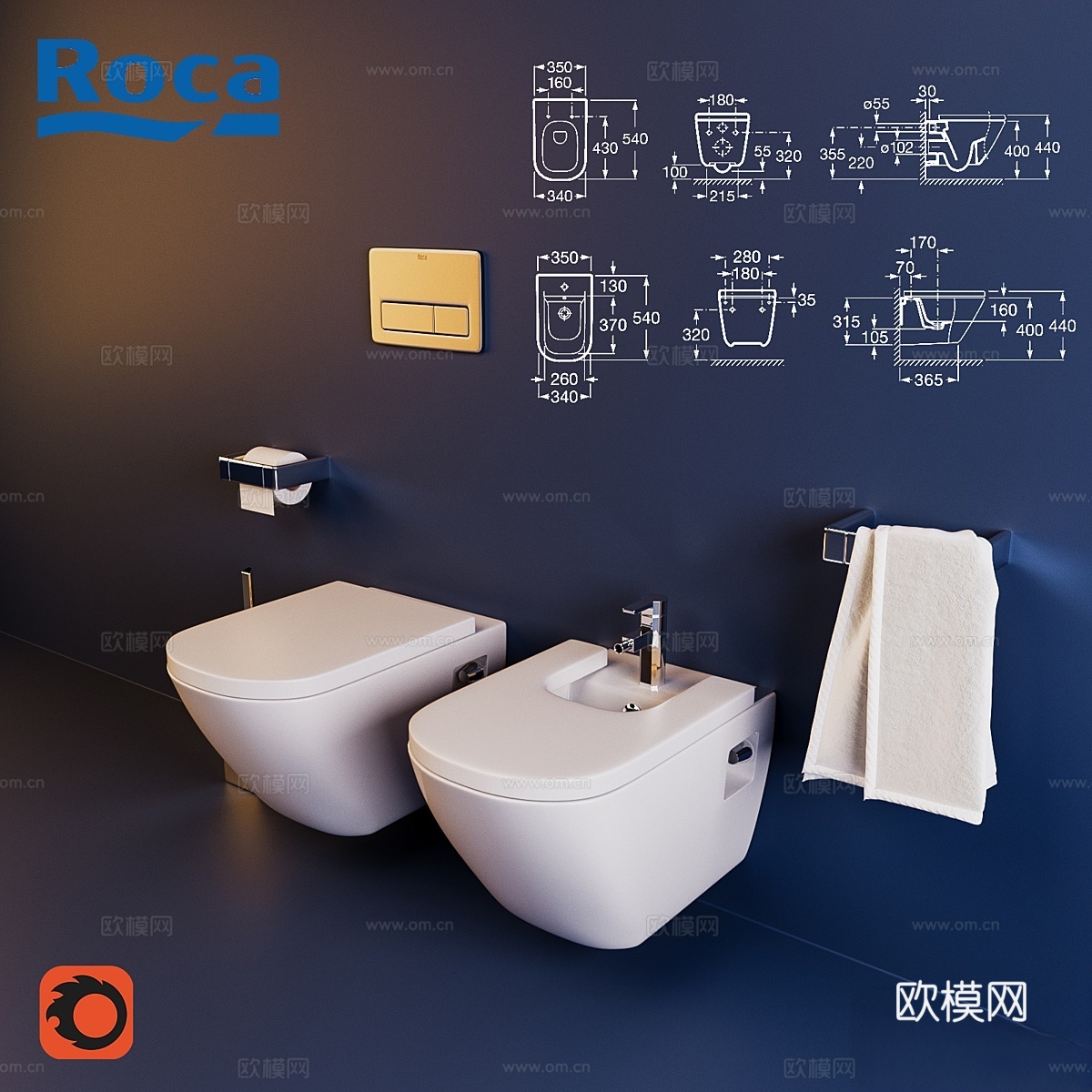 马桶和洗手盆 Roca The Gap3d模型