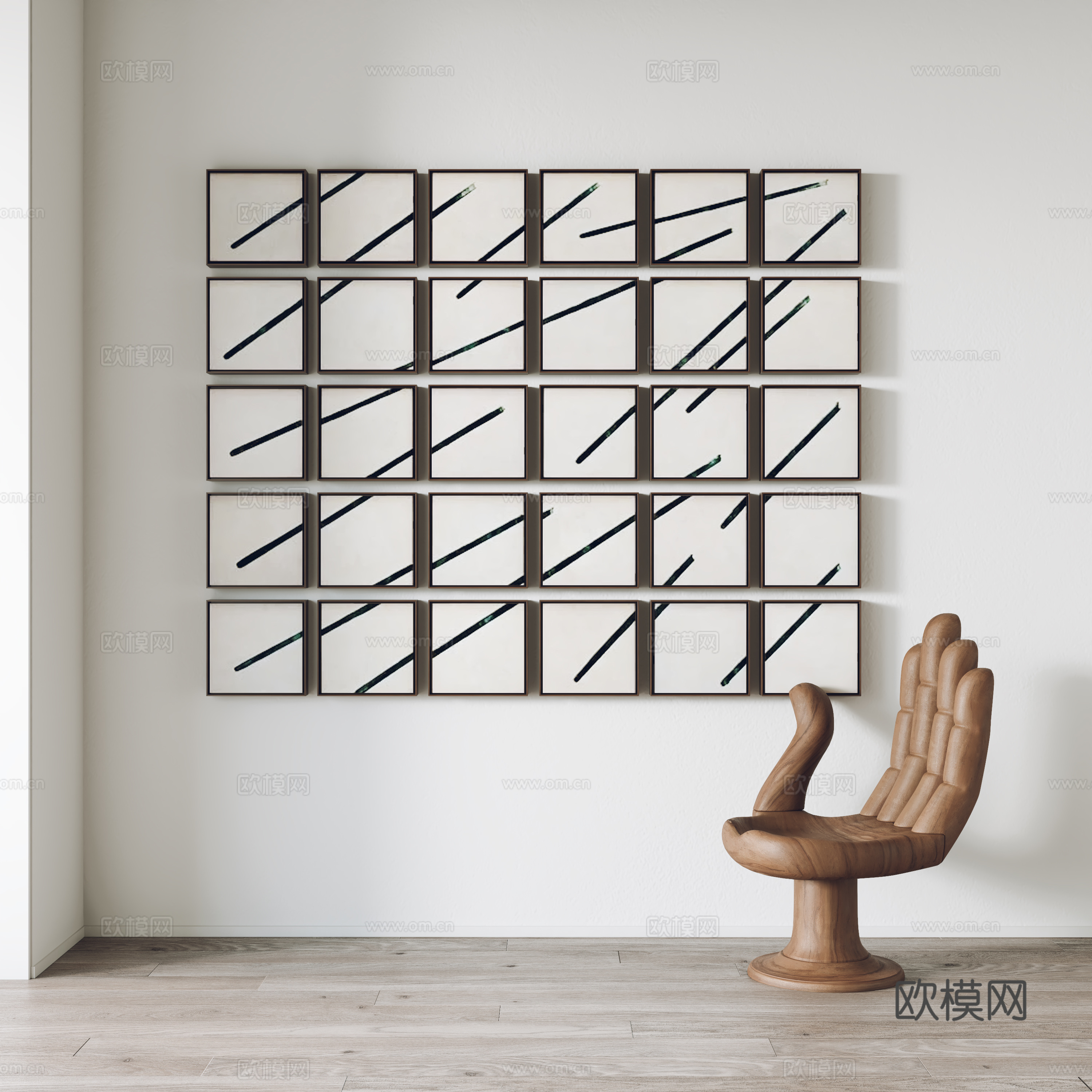 现代挂画 装饰画 单椅3d模型