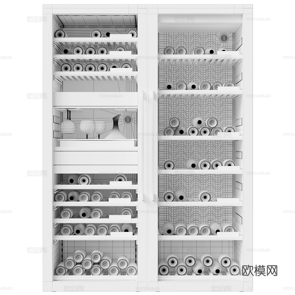 现代意式酒柜 恒温酒柜 红酒柜3d模型
