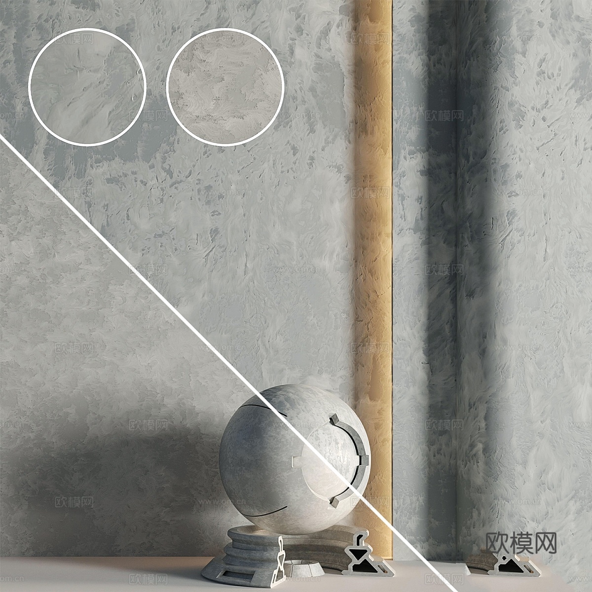 2 Mats 装饰灰泥 03 PBR 4K3d模型