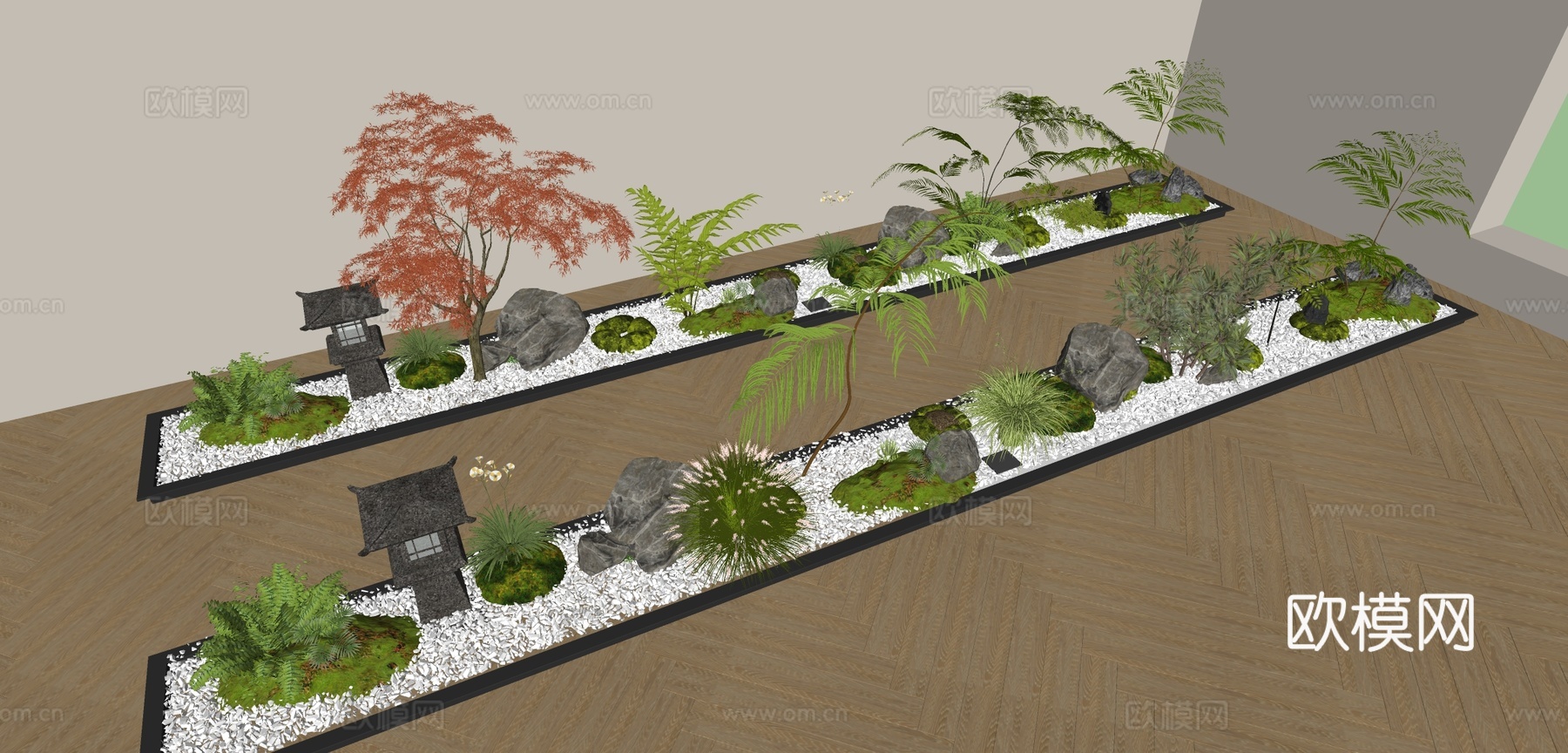 室内景观 景观小品 室内造景 植物堆 植物组合 庭院小品su模型