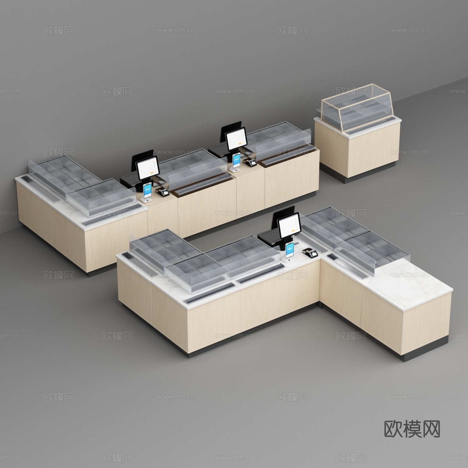 不锈钢收银台3d模型下载