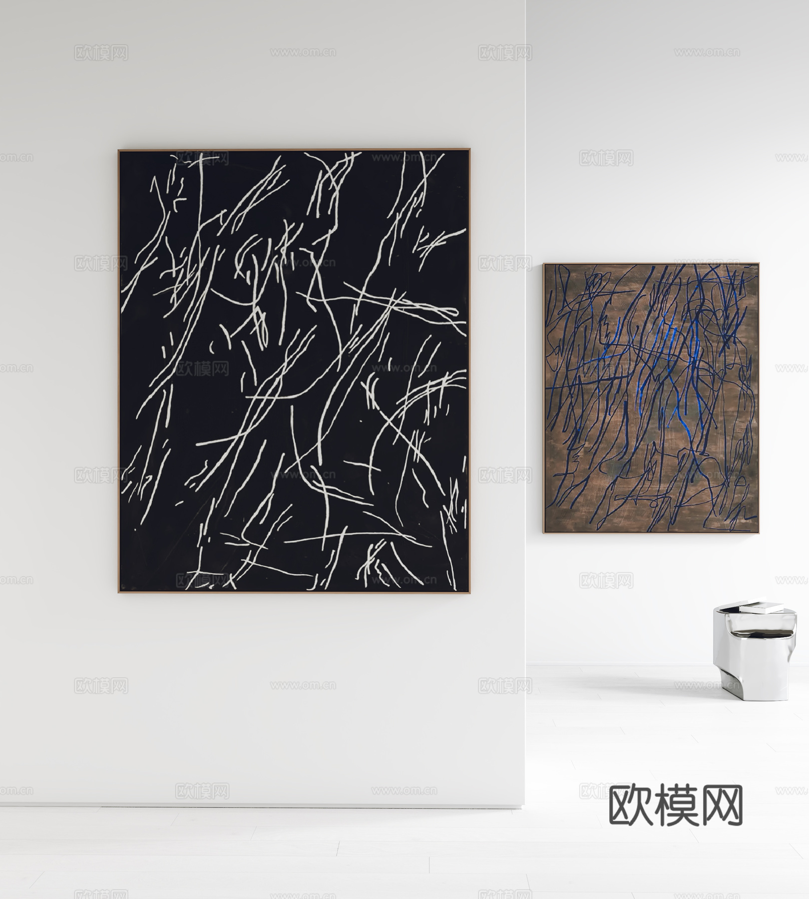 现代挂画 装饰画 角几 客厅挂画 书房挂画3d模型