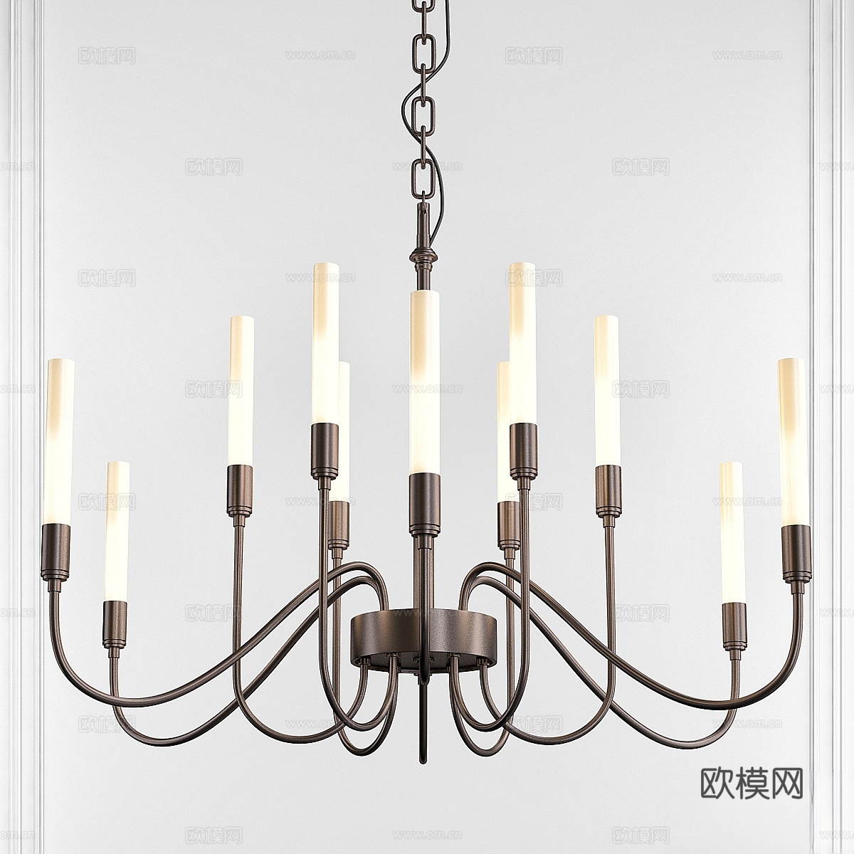 Lisse 10 灯黑色吊灯，由 Hubbardton Fo3d模型