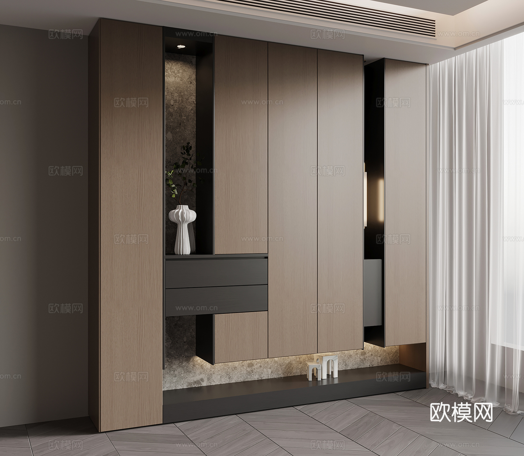 现代意式鞋柜 入户鞋柜su模型