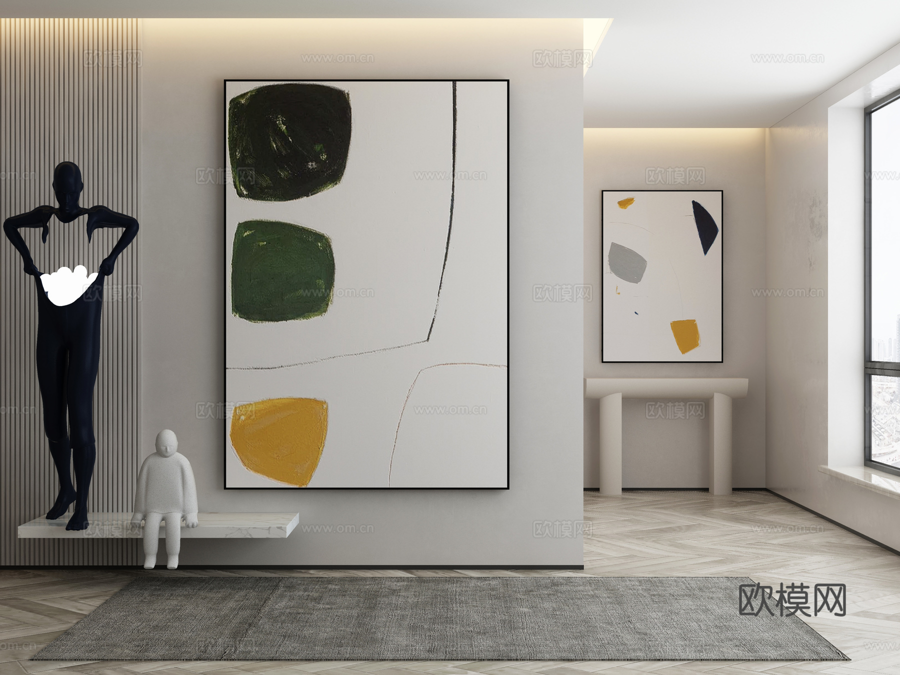 现代侘寂挂画 油画3d模型