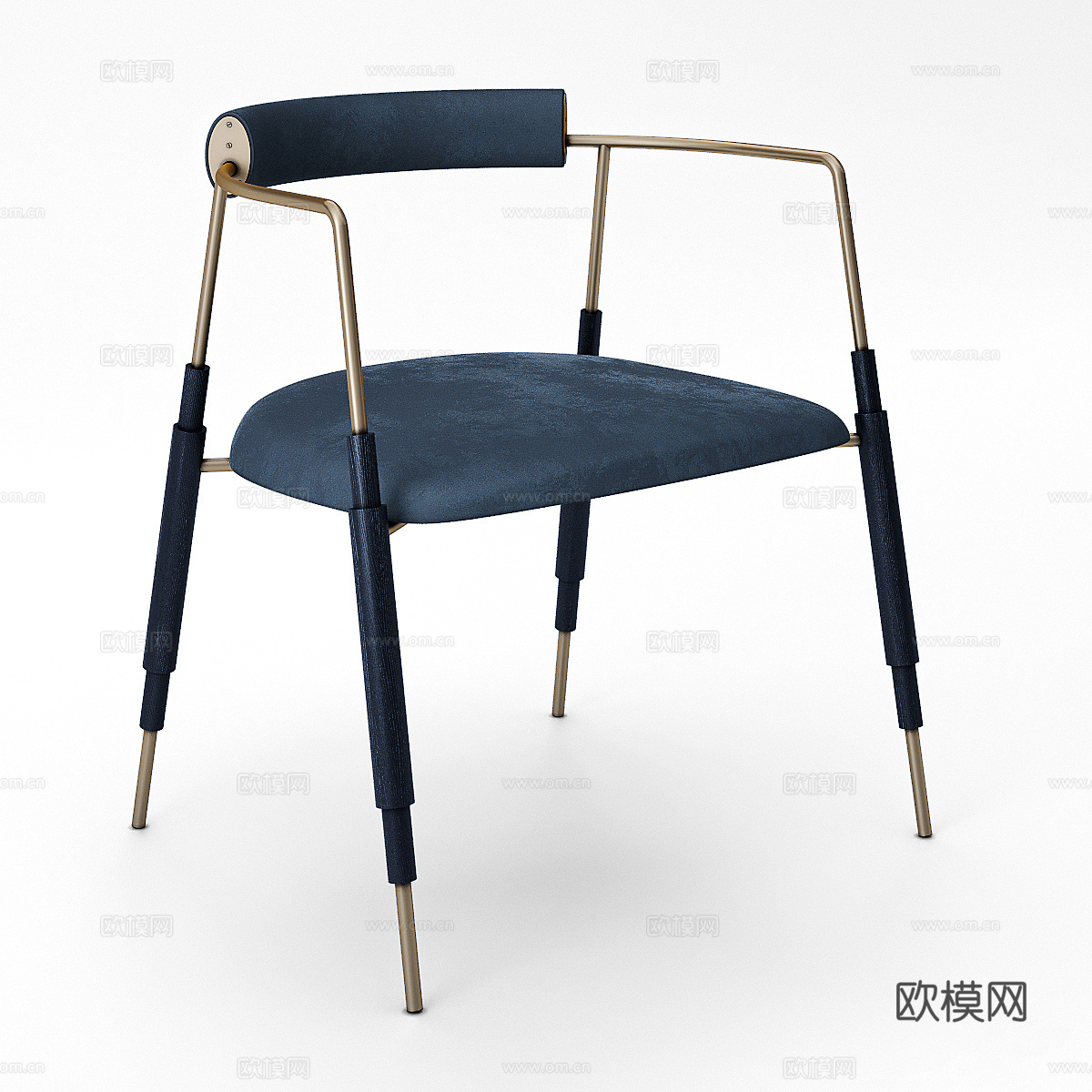 现代意式轻奢不锈钢布艺扶手椅3d模型