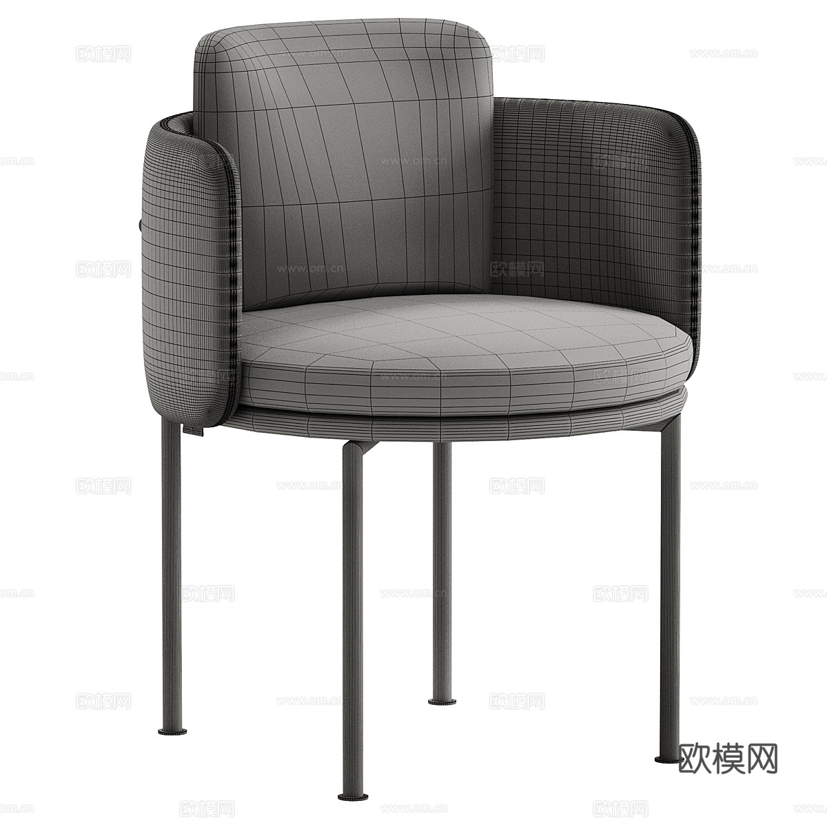 现代意式极简布艺单椅3d模型