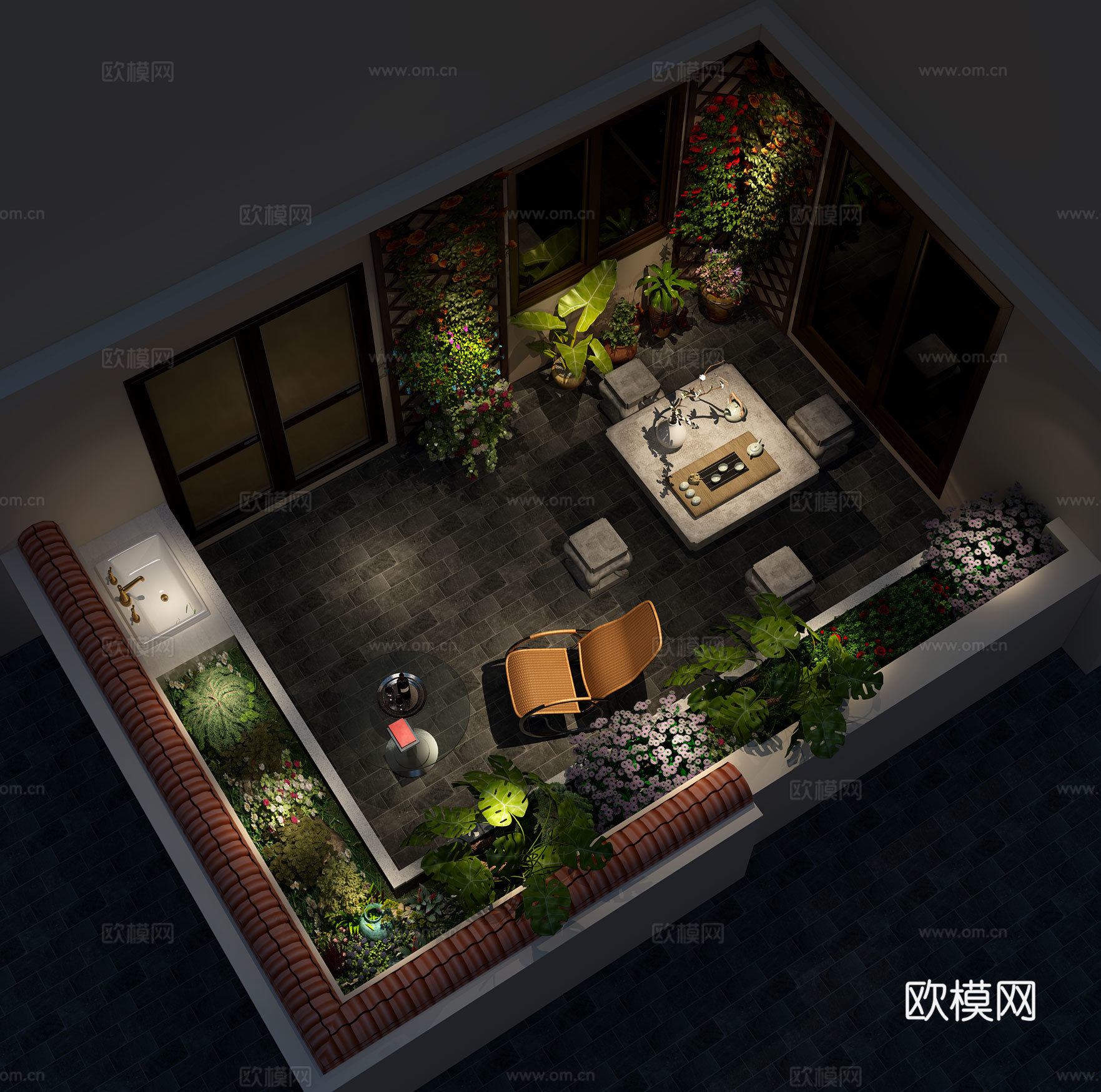 别墅小阳台 景观3d模型