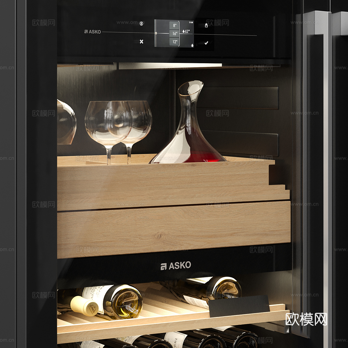 现代意式酒柜 恒温酒柜 红酒柜3d模型