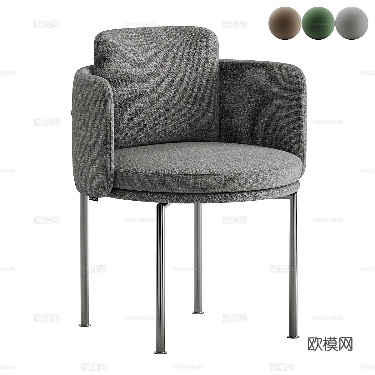 现代意式极简布艺单椅3d模型