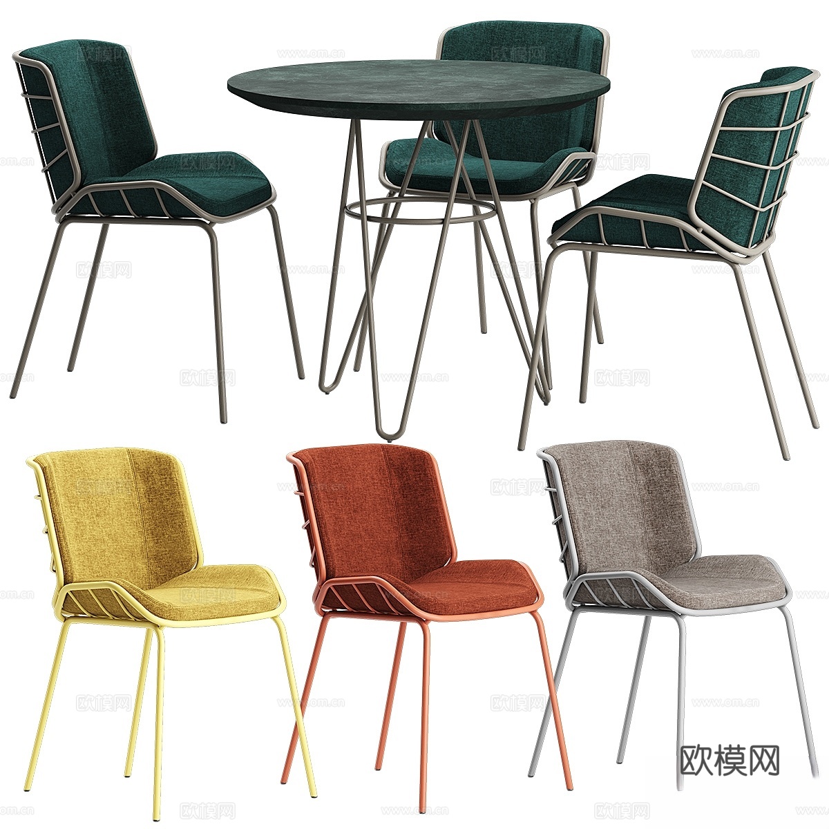 Traba SKIN MET RED CHAIR TABLE3d模型