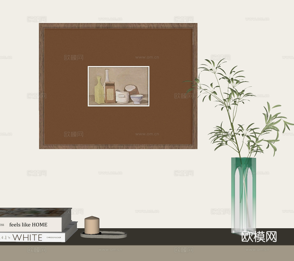 侘寂风中古挂画su模型