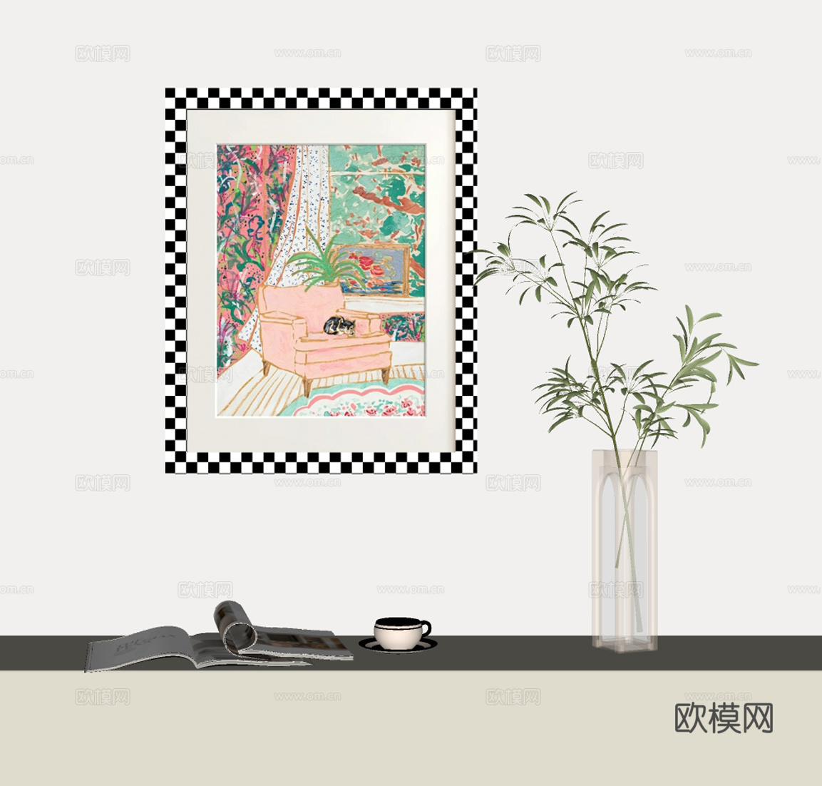 法式中古挂画su模型