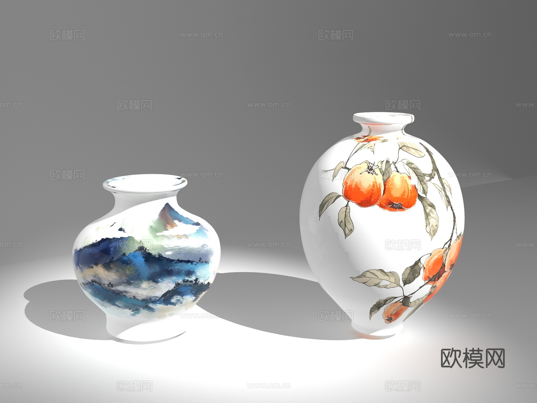 花瓶 中式花瓶 中式陶瓷 青花瓷3d模型