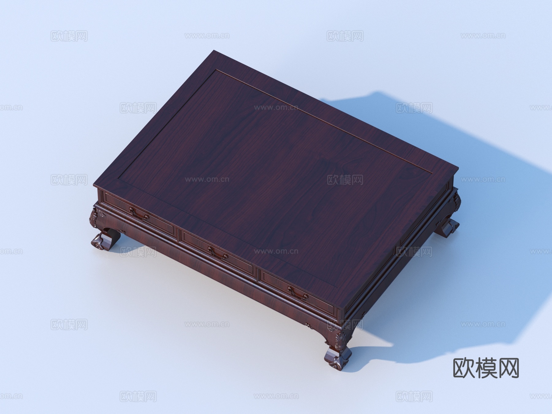 茶几 雕花造型 实木红木3d模型