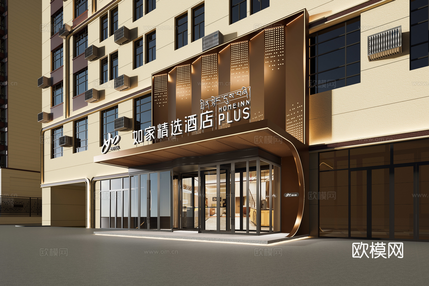 如家酒店外立面su模型
