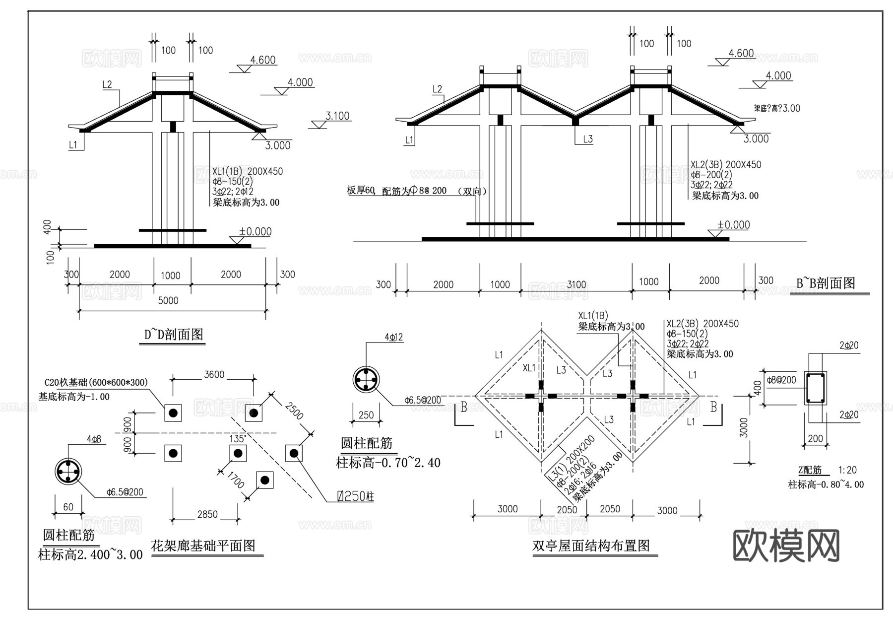 亭桥花架廊详图cad施工图