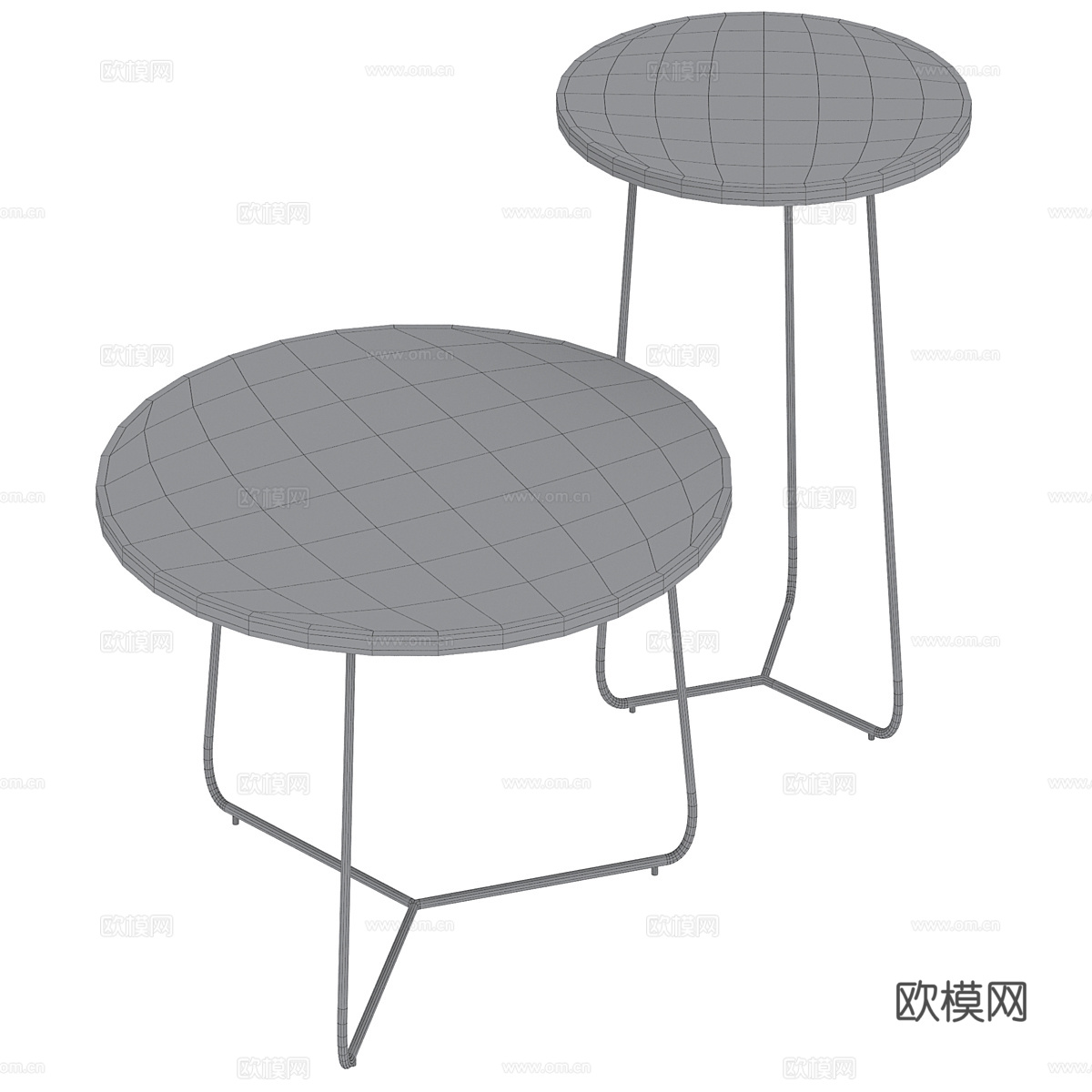 现代意式极简大理石茶几组合3d模型