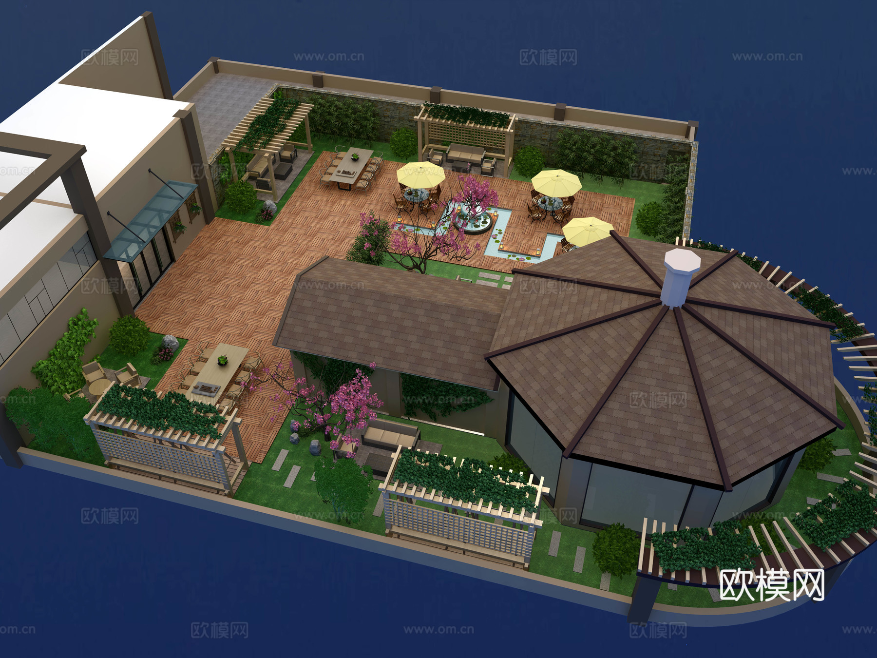现代花园阳台3d模型