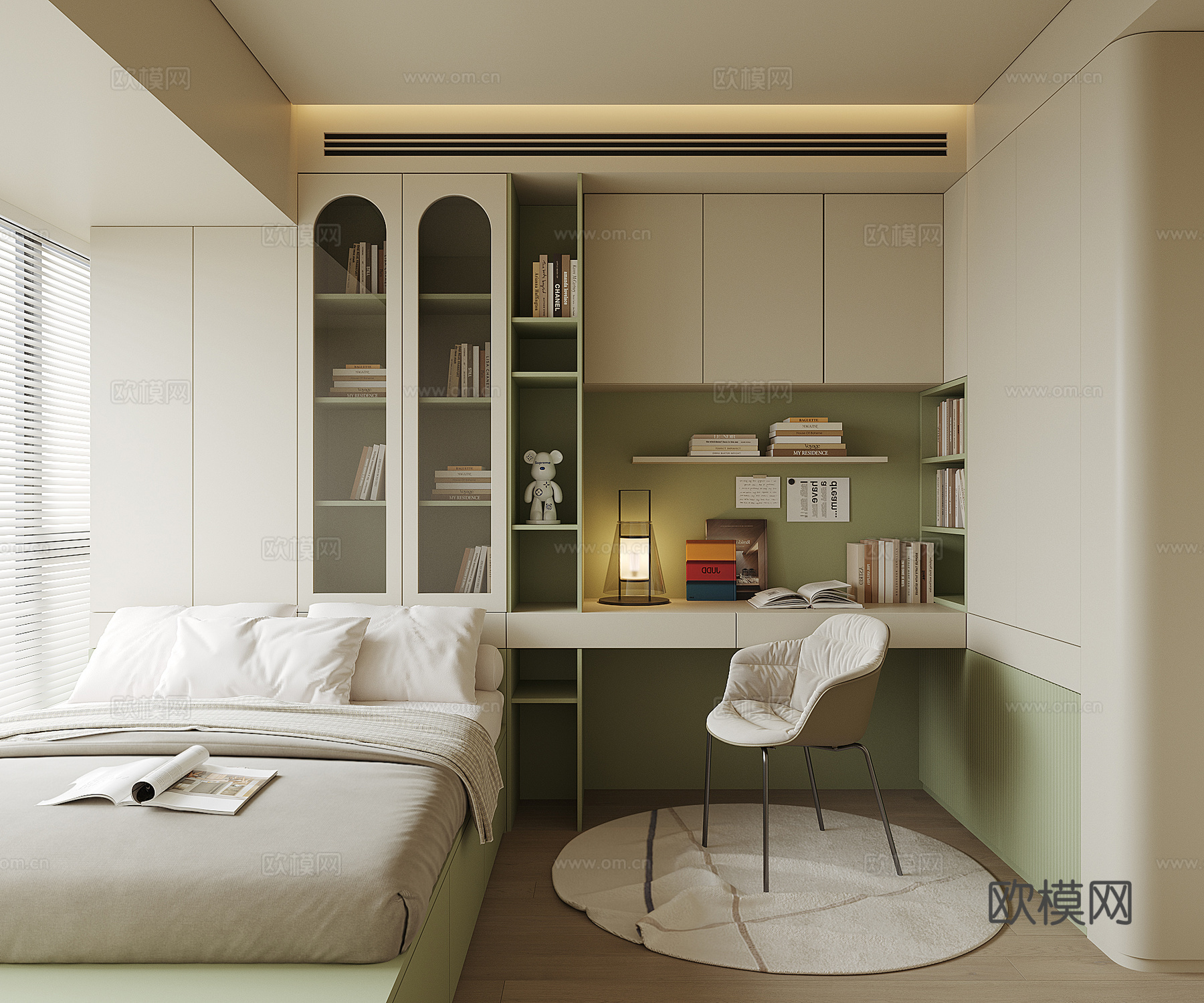 现代榻榻米卧室3d模型下载