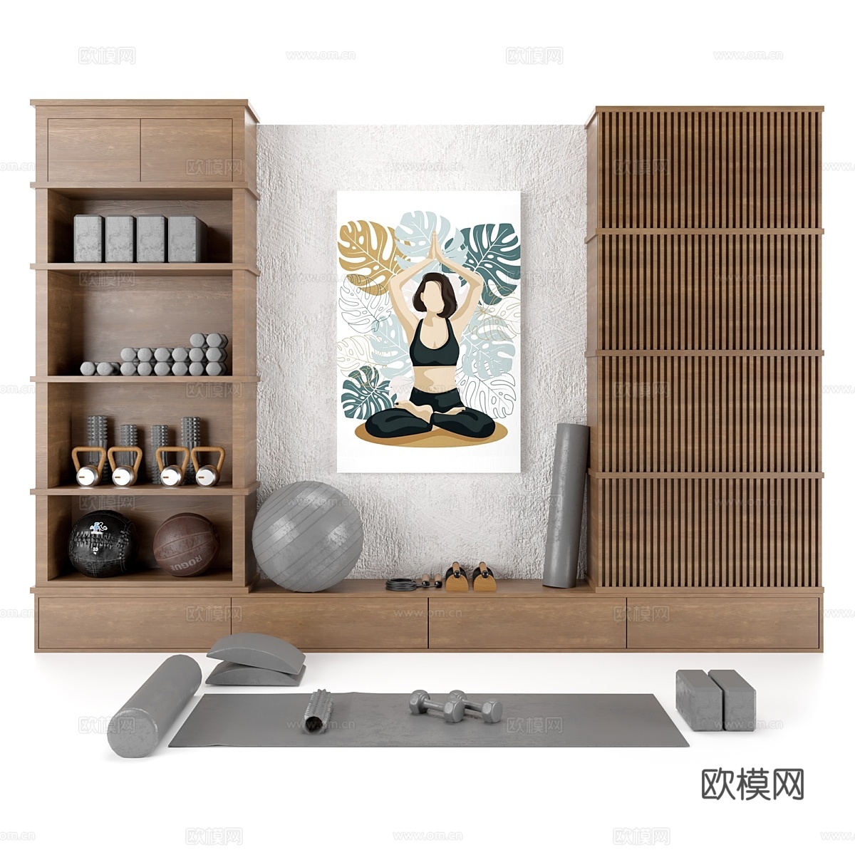 家庭健身房健身装饰套装 613d模型