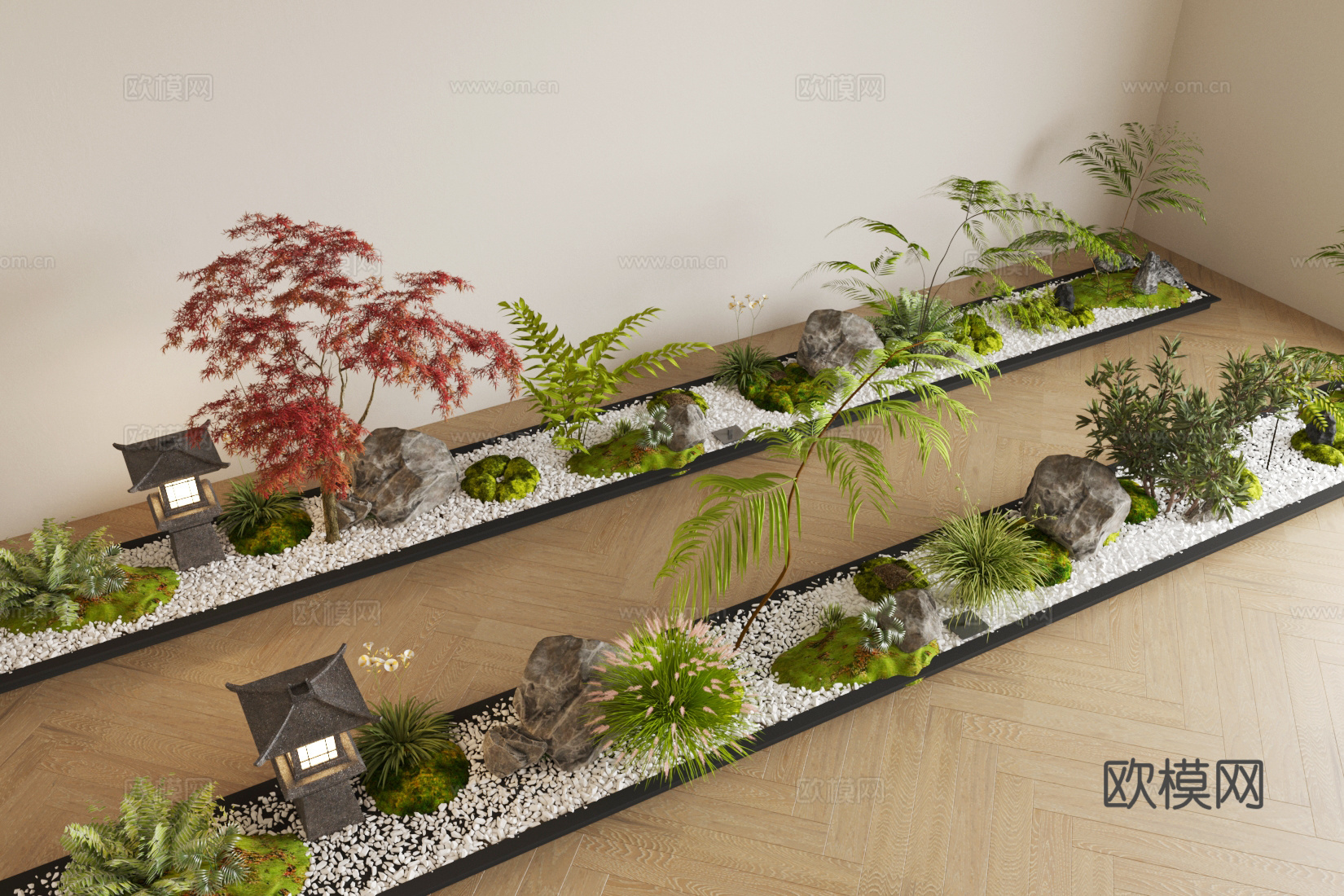 室内景观 景观小品 室内造景 植物堆 植物组合 庭院小品su模型