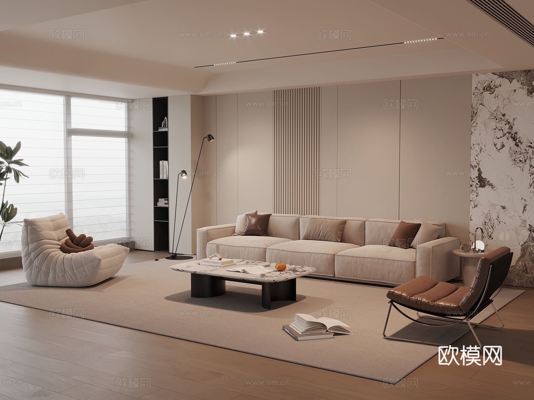 现代客厅 沙发茶几组合3d模型