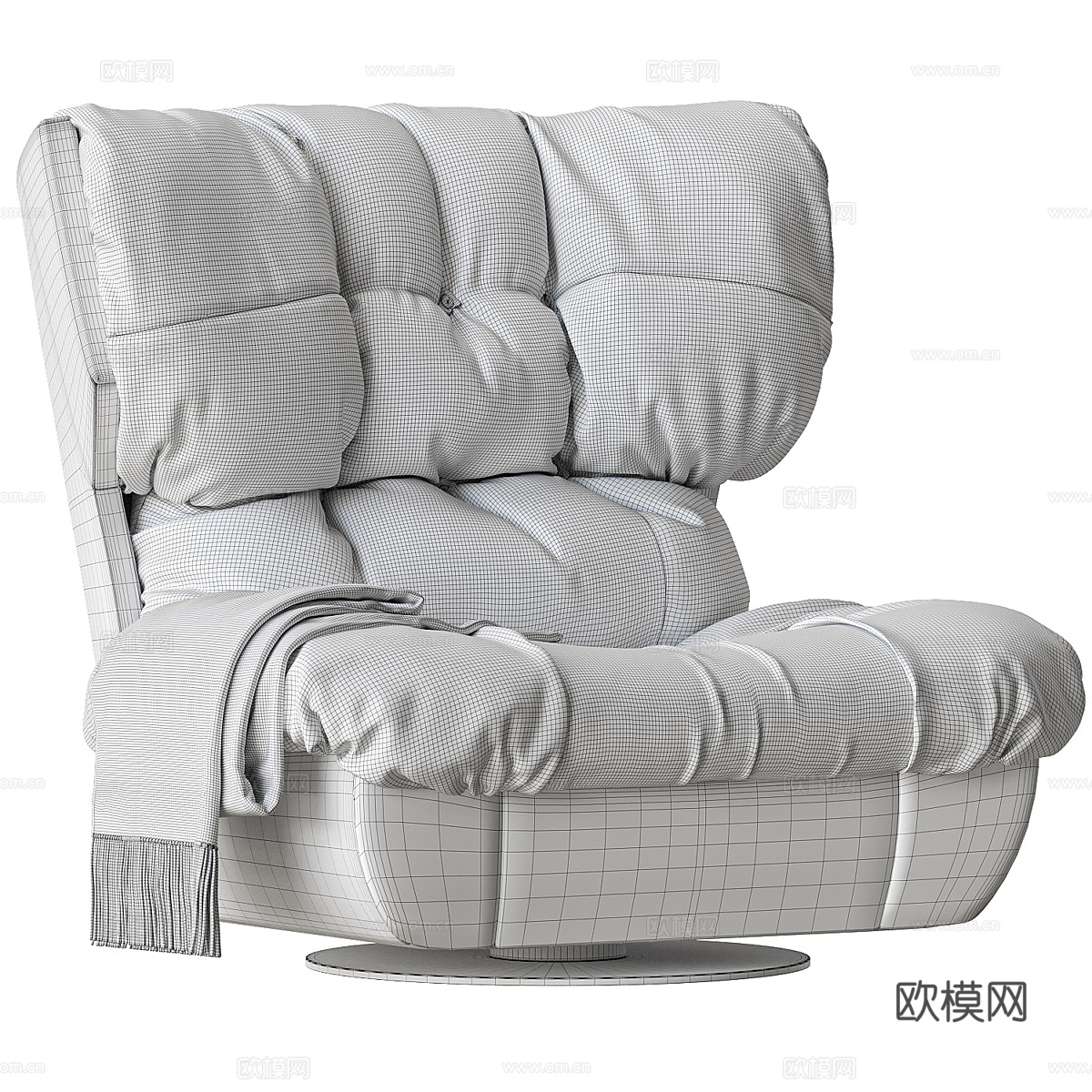现代意式布艺沙发椅3d模型