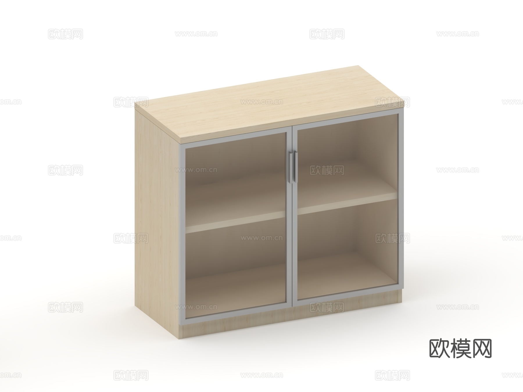 矮柜 板式矮柜 趟门柜 掩门柜 木框玻璃门 铝框玻璃门柜su模型下载（渲染图2）