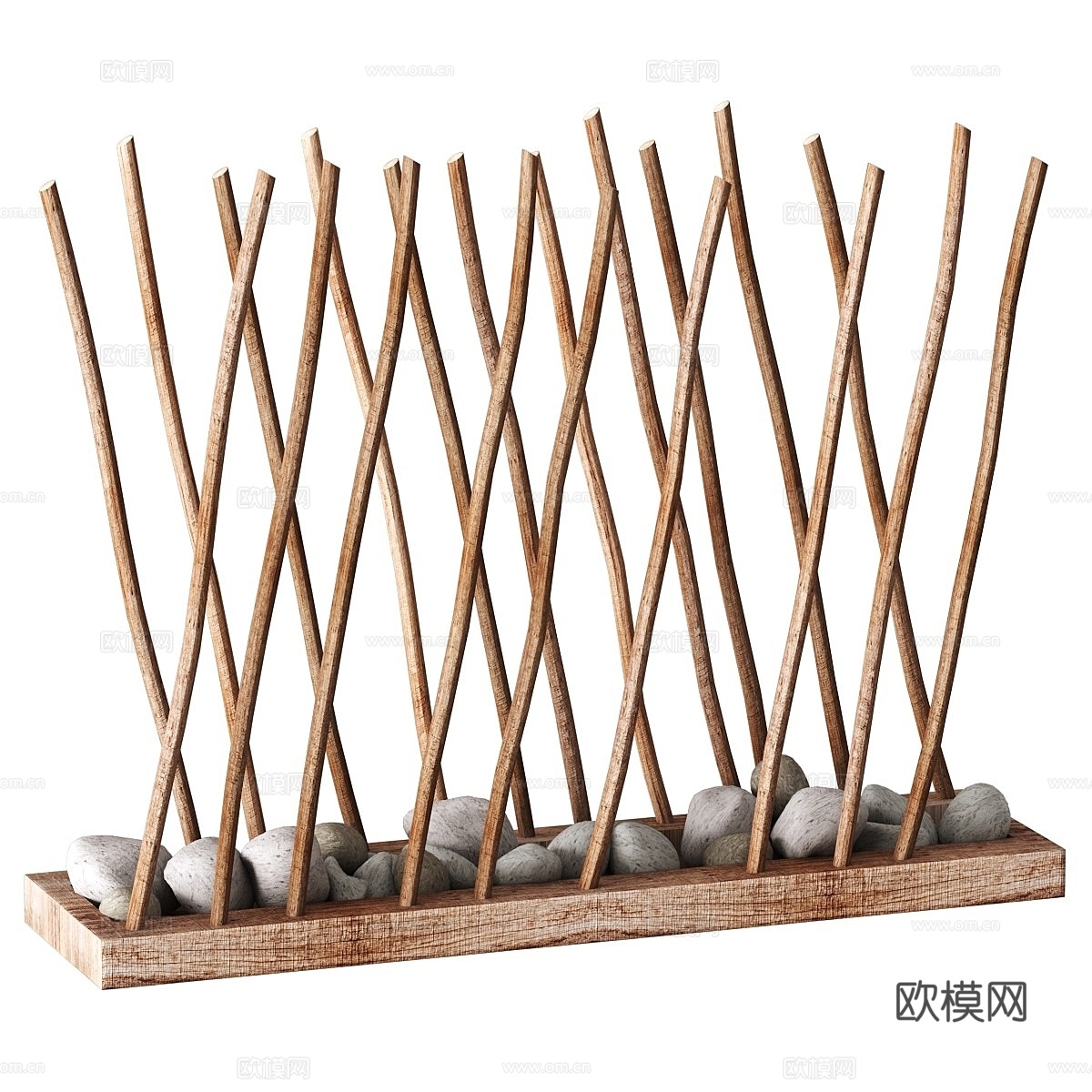 用木棍制作的地板装饰3d模型