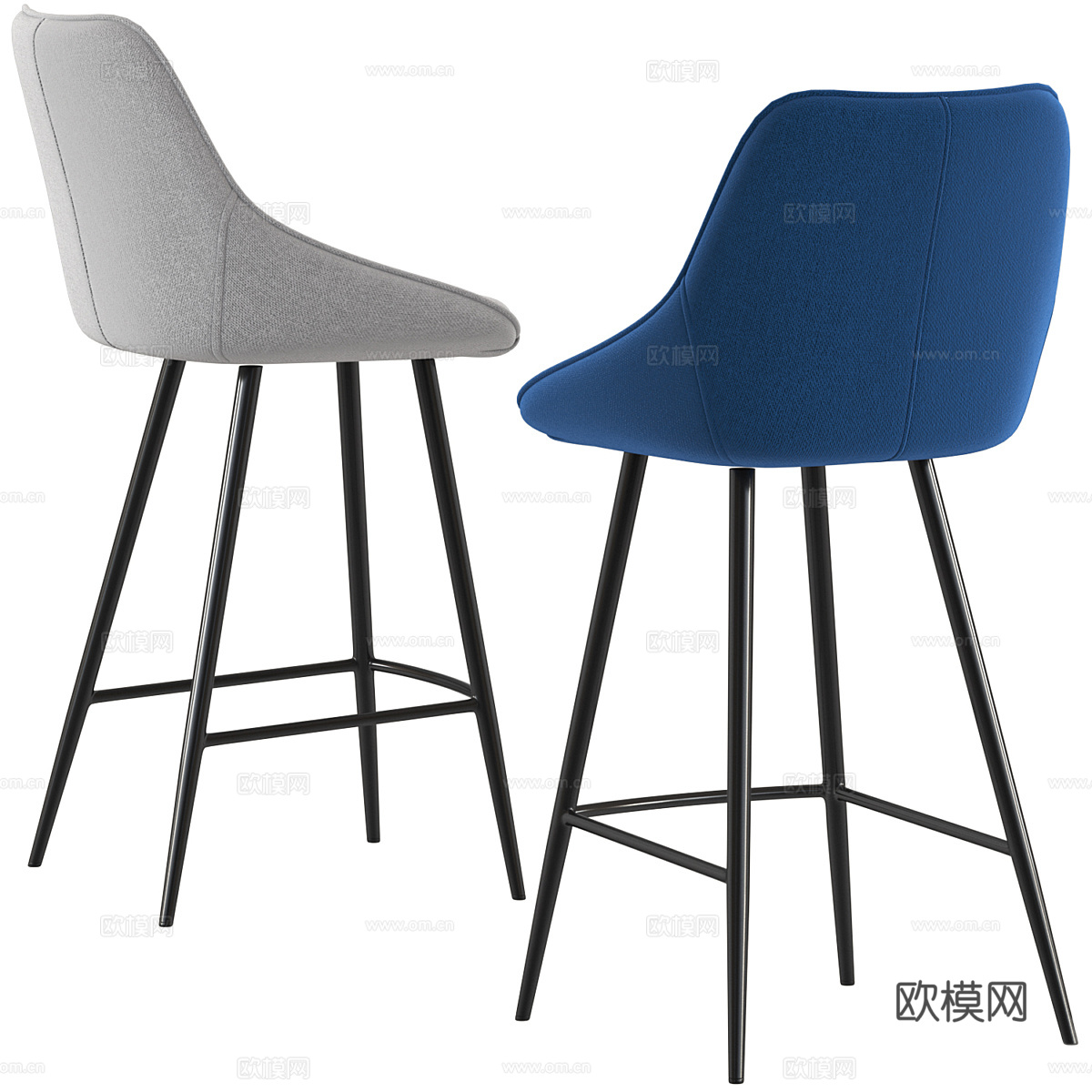 现代意式布艺吧台椅3d模型
