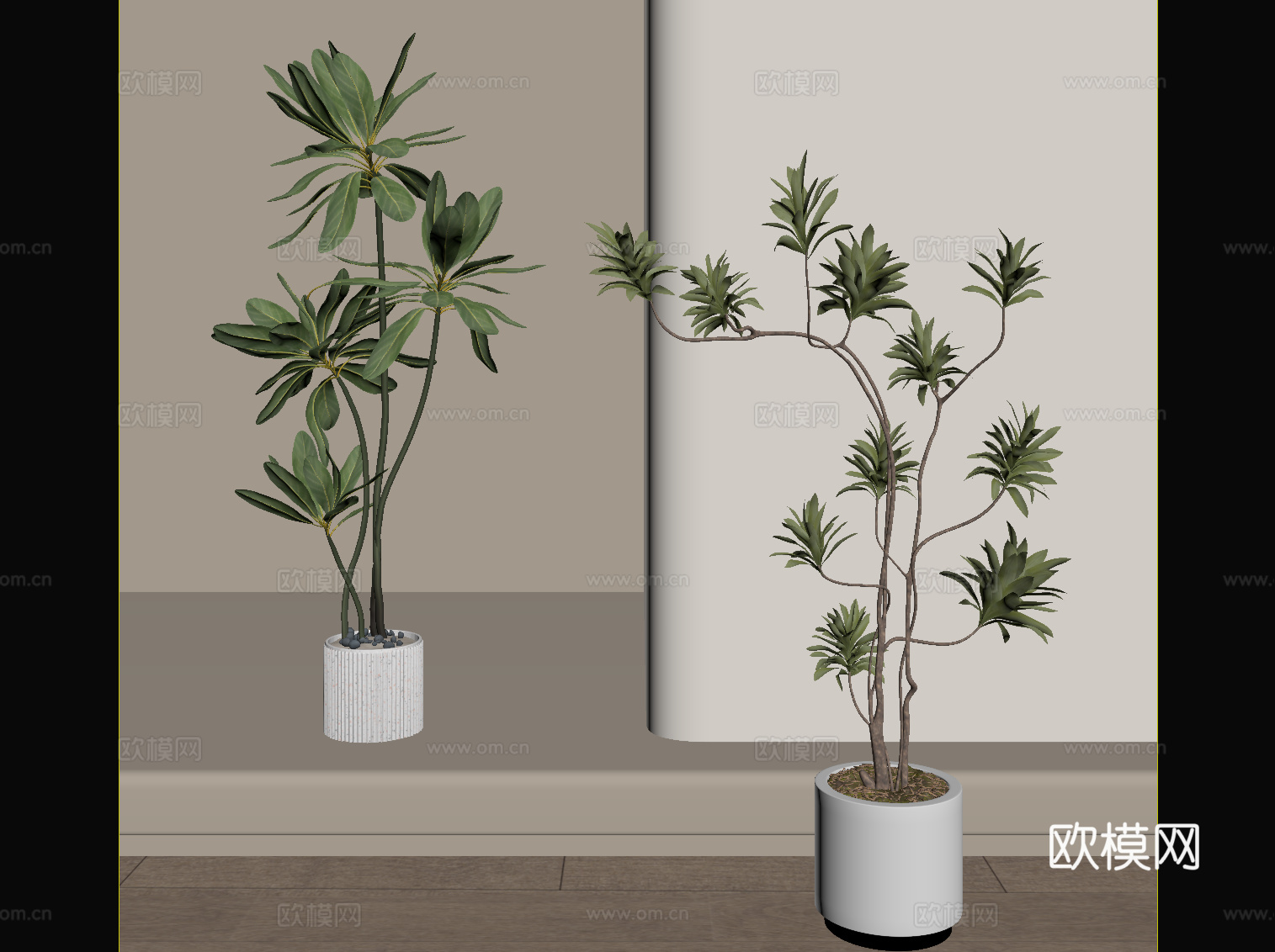 现代绿植盆栽 中古风绿植盆栽su模型