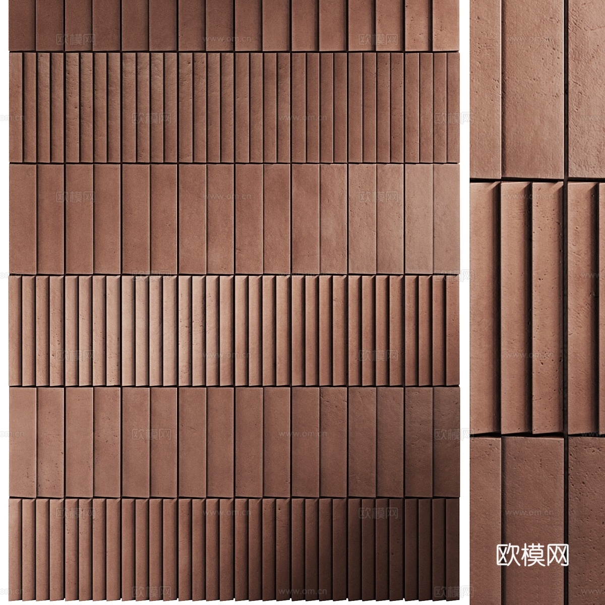 Terracotta Clay Tiles Wall Pan3d模型