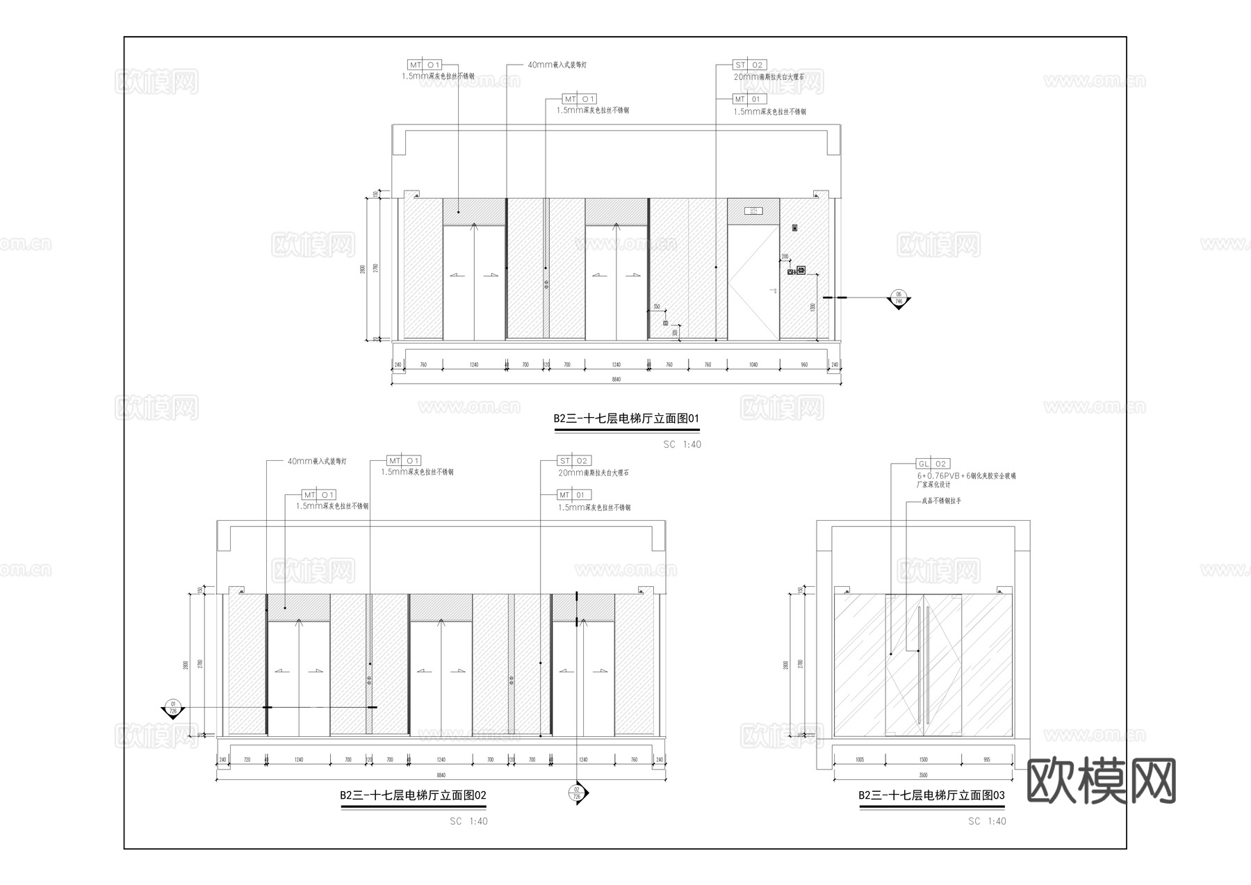 数字科技园室内装修施工图cad施工图