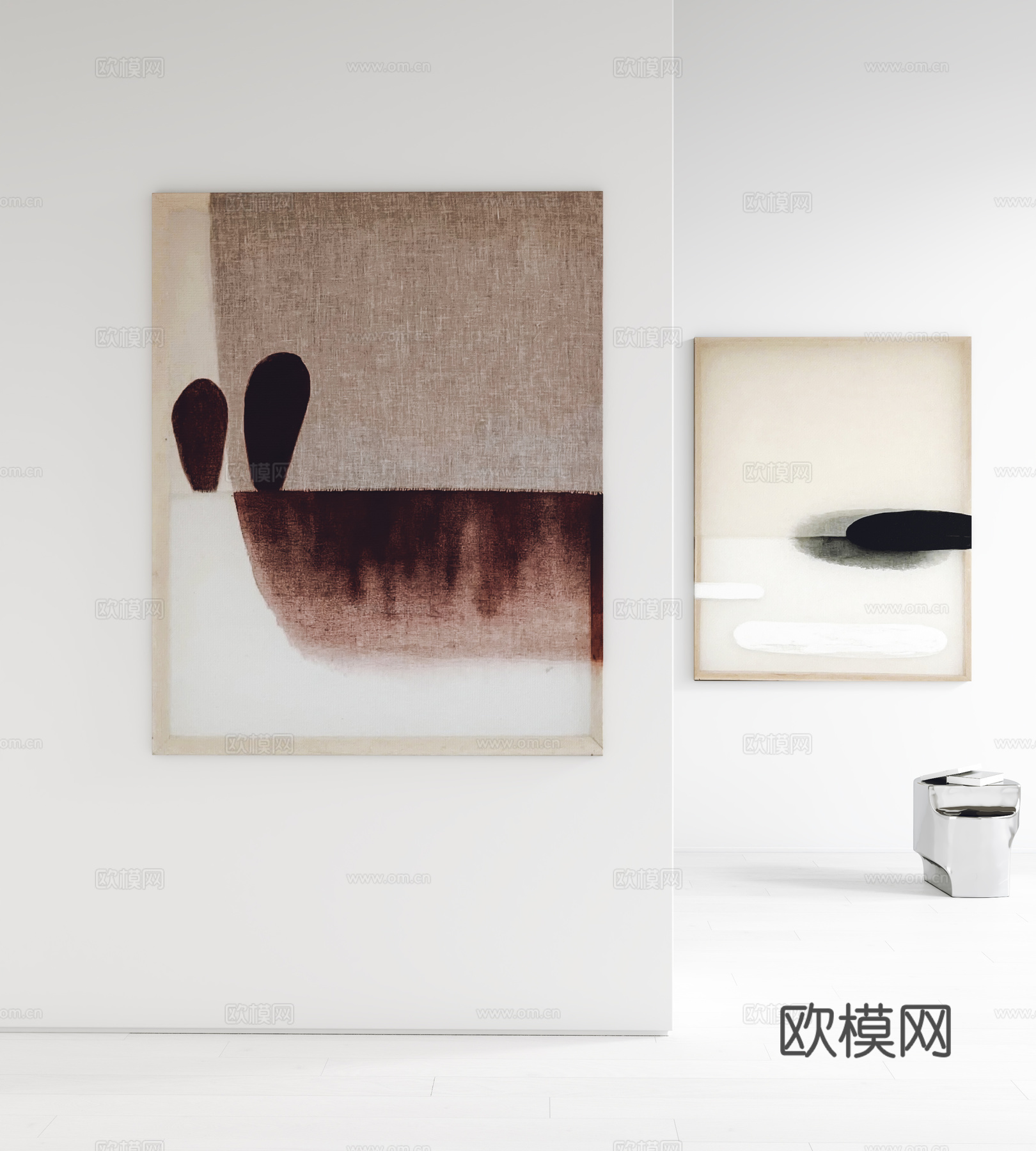 现代挂画 装饰画 角几 客厅挂画 书房挂画3d模型