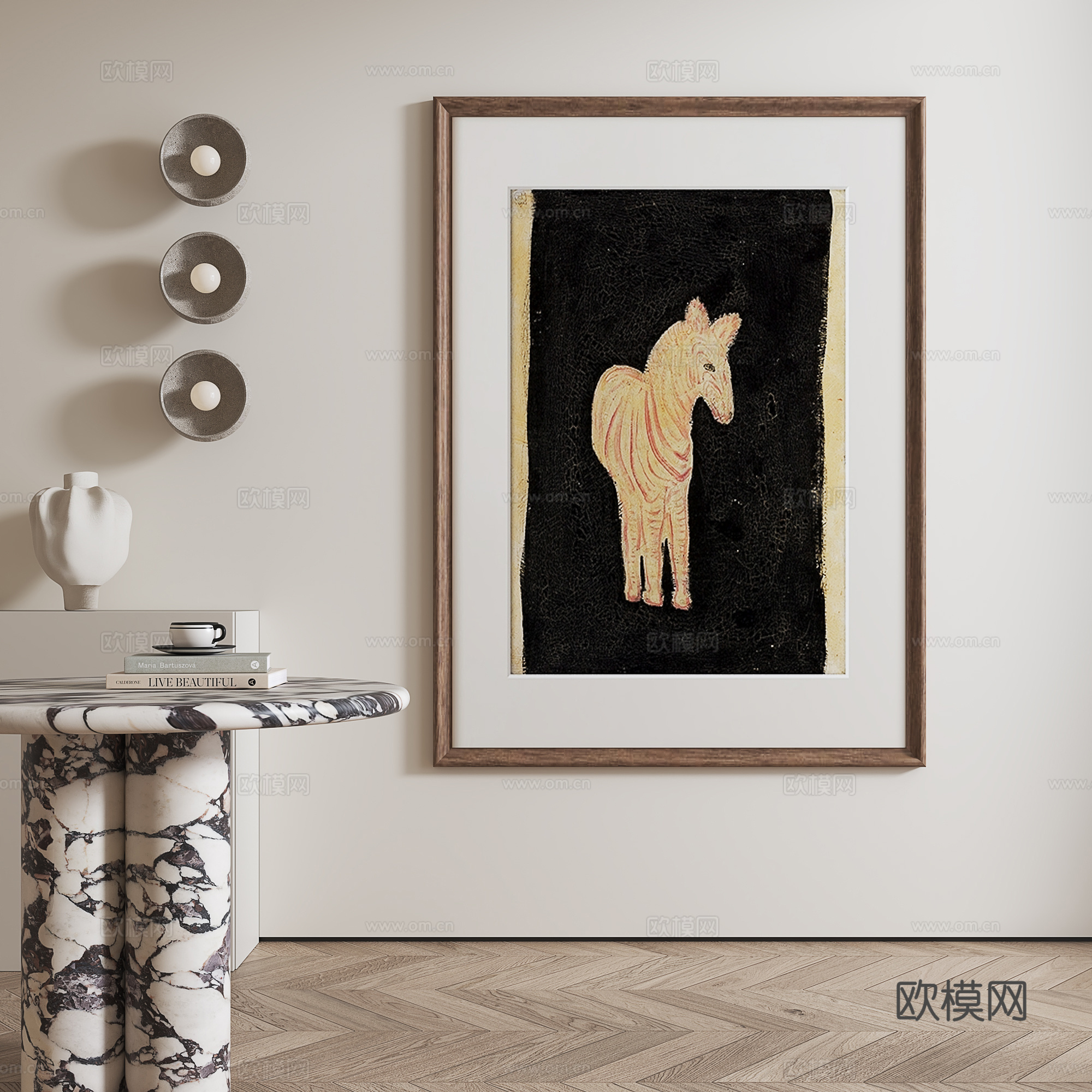 现代中古挂画3d模型