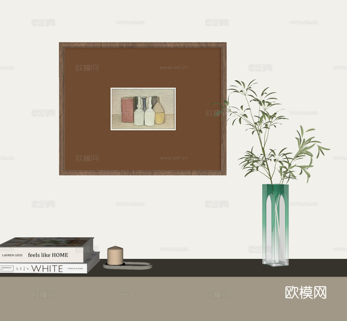 侘寂风中古挂画su模型