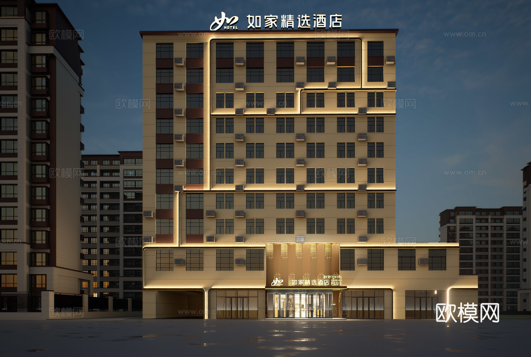 如家酒店外立面su模型