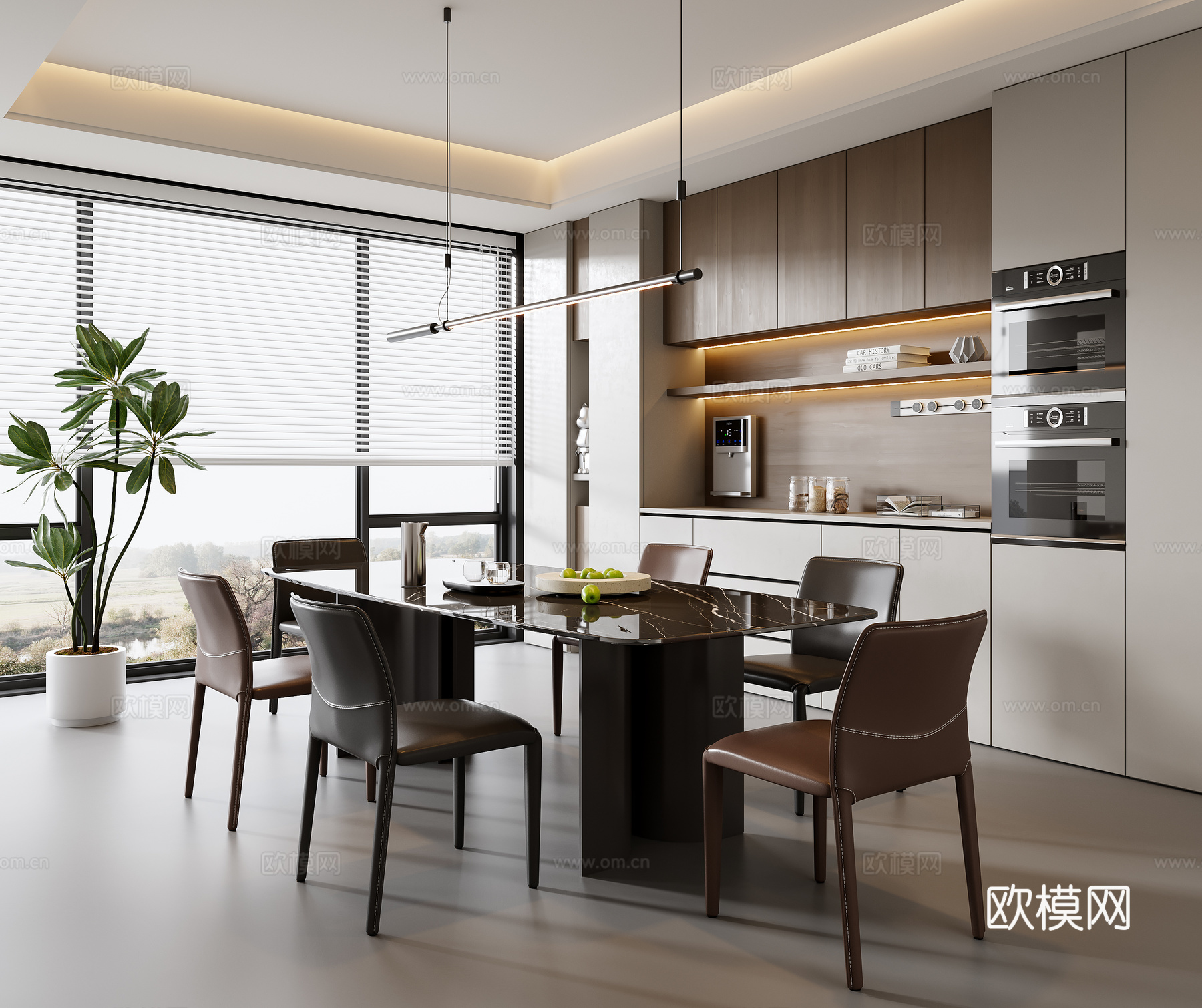 现代餐厅3d模型下载
