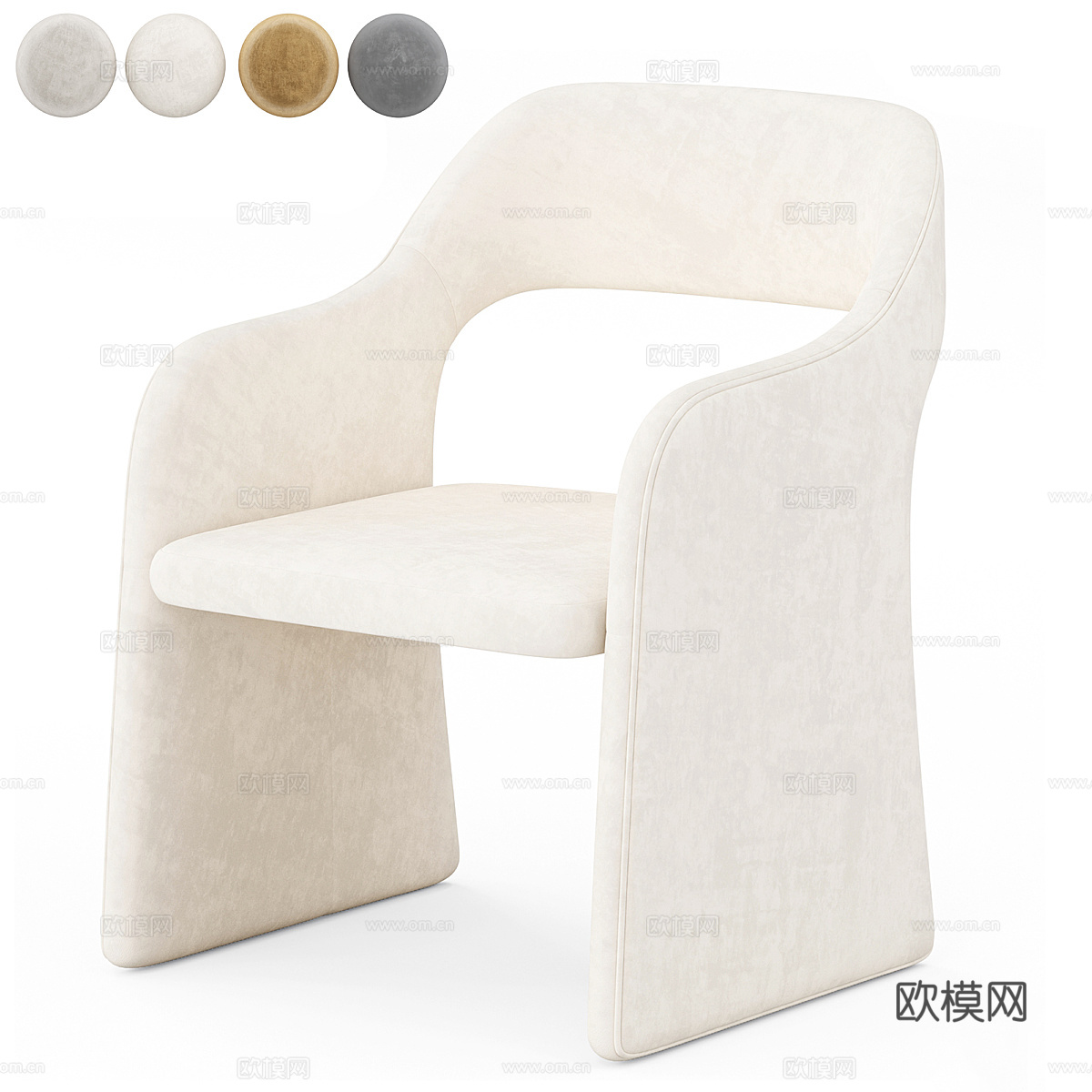 现代奶油风布艺单椅3d模型下载（渲染图5）