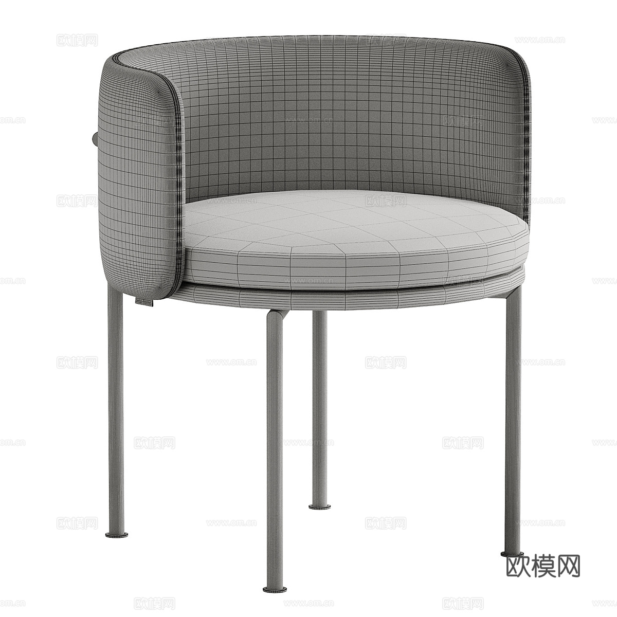 现代意式极简布艺单椅3d模型