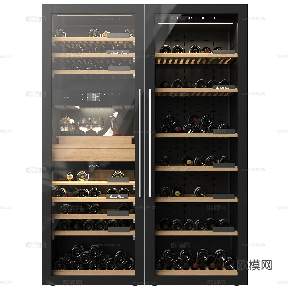 现代意式酒柜 恒温酒柜 红酒柜3d模型