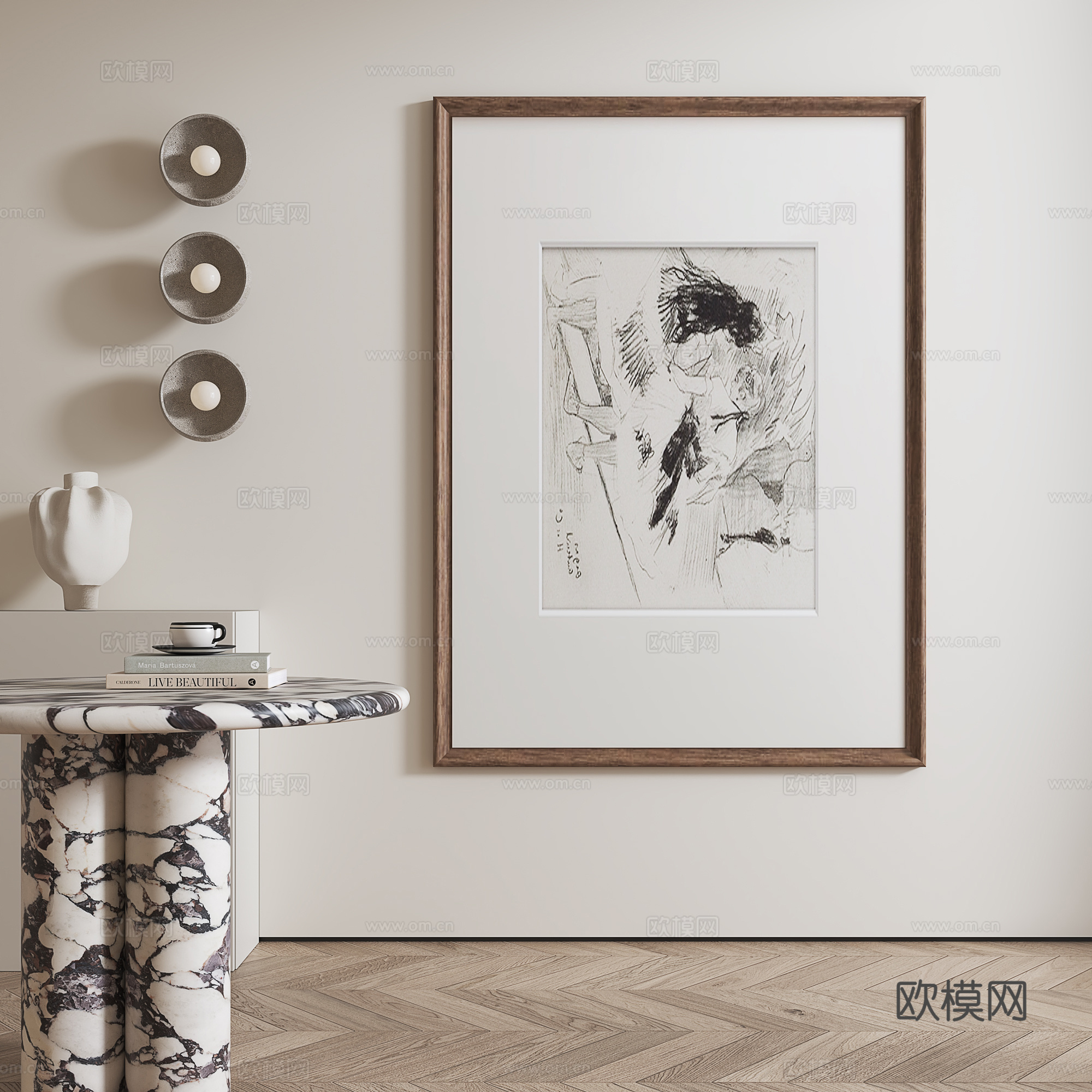 侘寂抽象挂画su模型