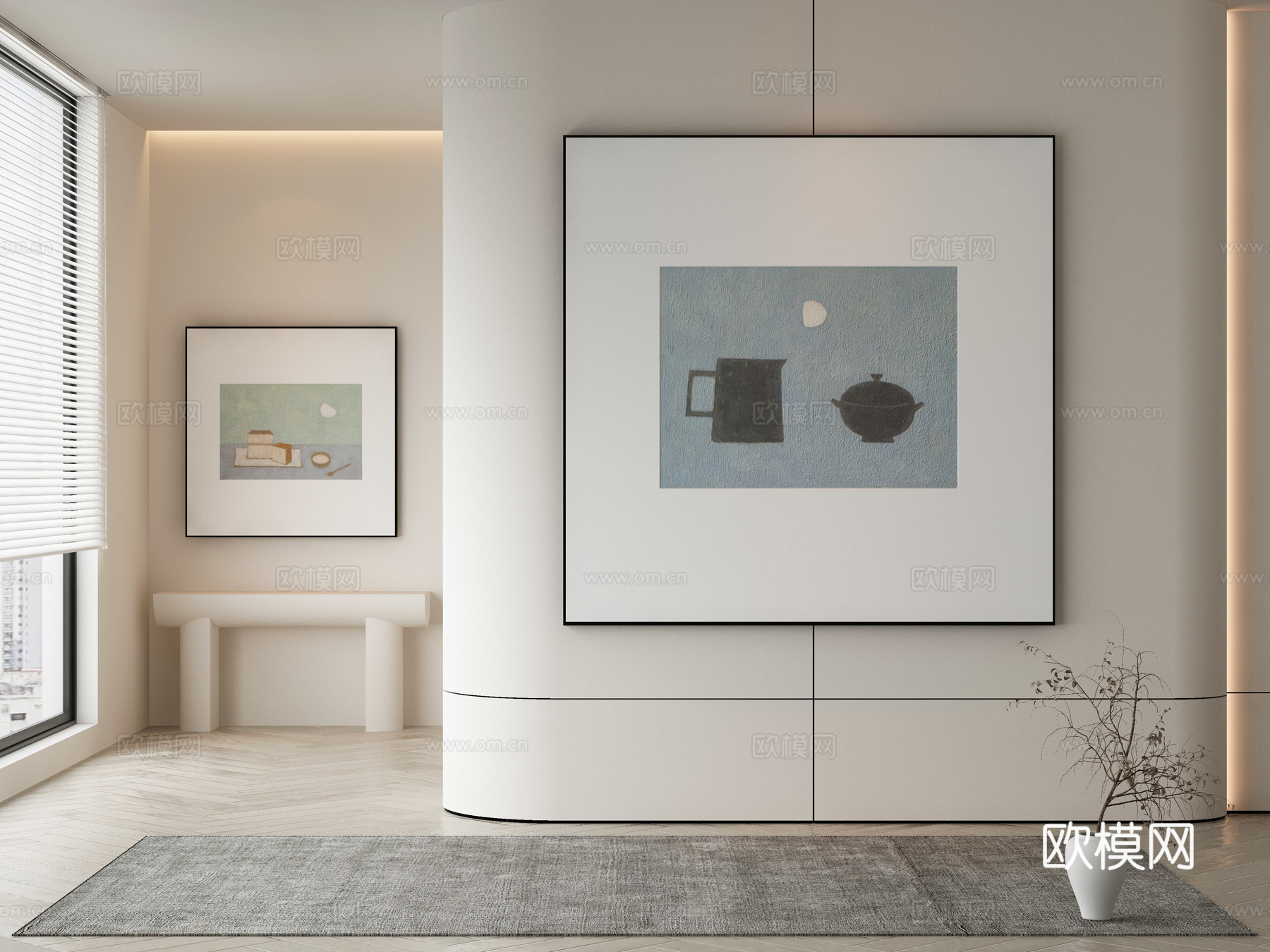 现代侘寂挂画 油画3d模型