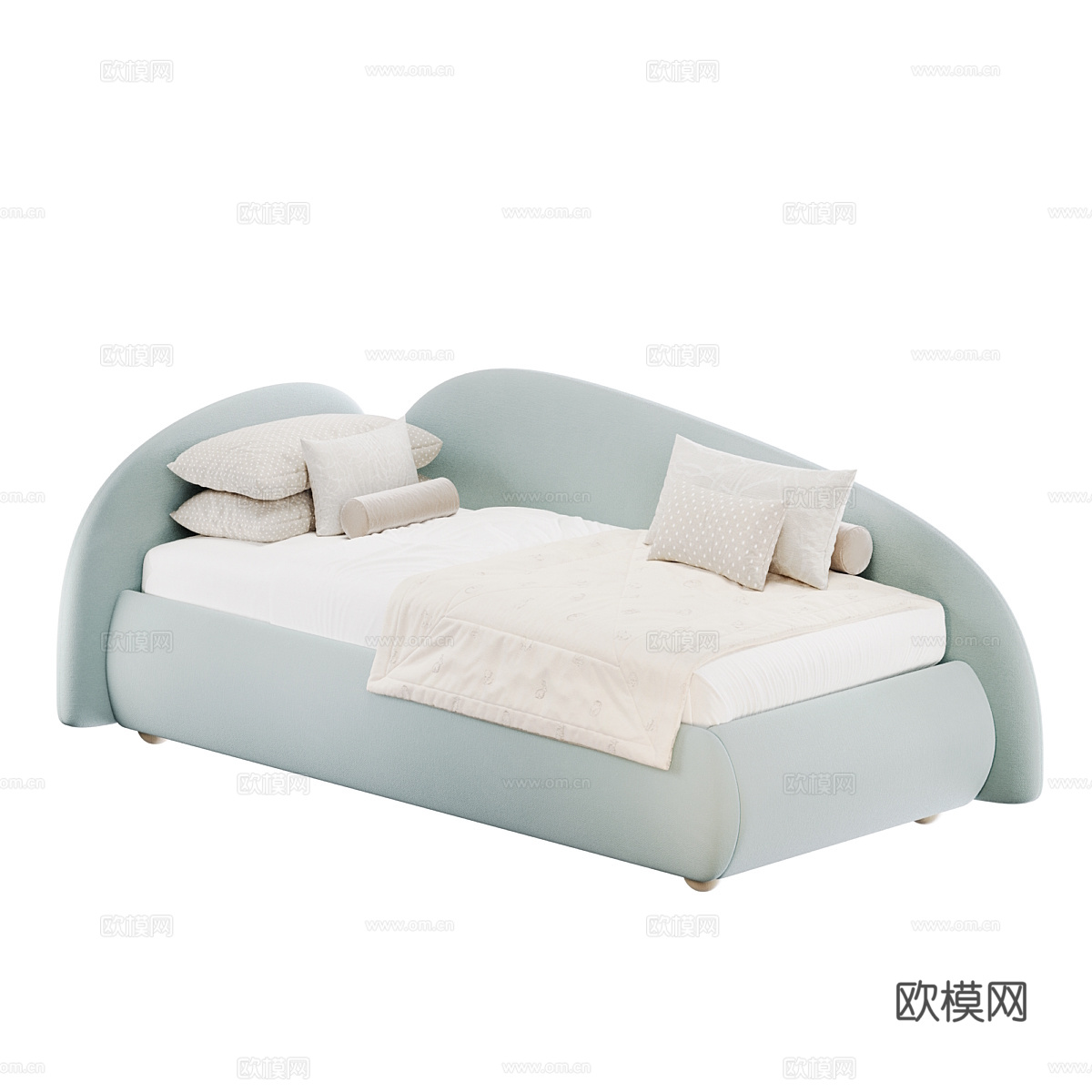 现代奶油风儿童布艺沙发床3d模型
