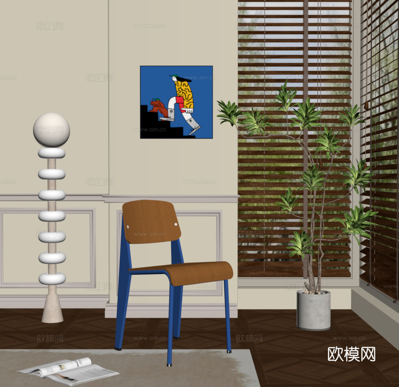 现代多巴胺休闲椅 单人椅 餐椅su模型